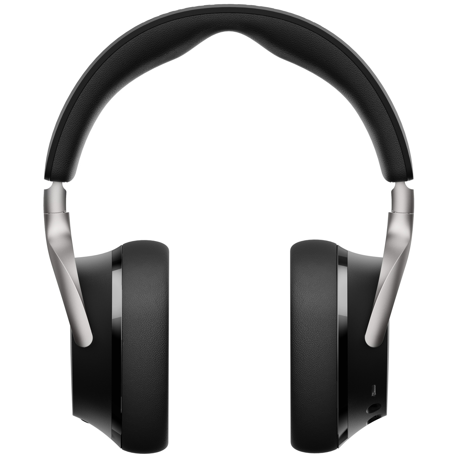 Black headphones with silver accents and a padded headband.