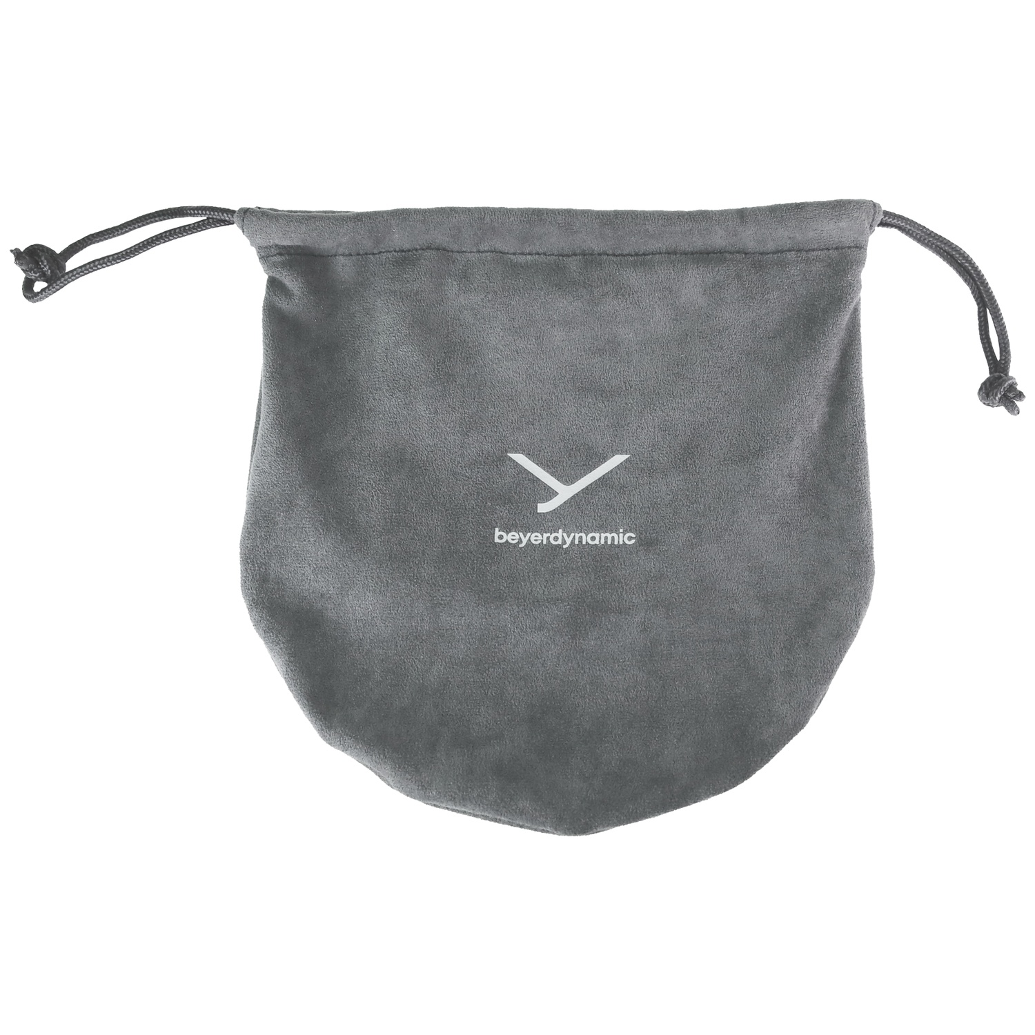 Gray drawstring pouch with white Beyerdynamic logo.