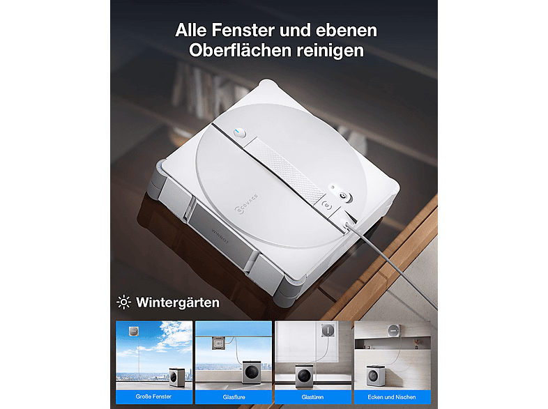 Ecovacs W3 OMNI Fensterreinigungsroboter mit Selbstreinigender Station (Grau, Laufzeit: bis 130 min, Absturzsicherheitsmechanismus, WIN-SLAM 5.0) — Foto 5 von 5