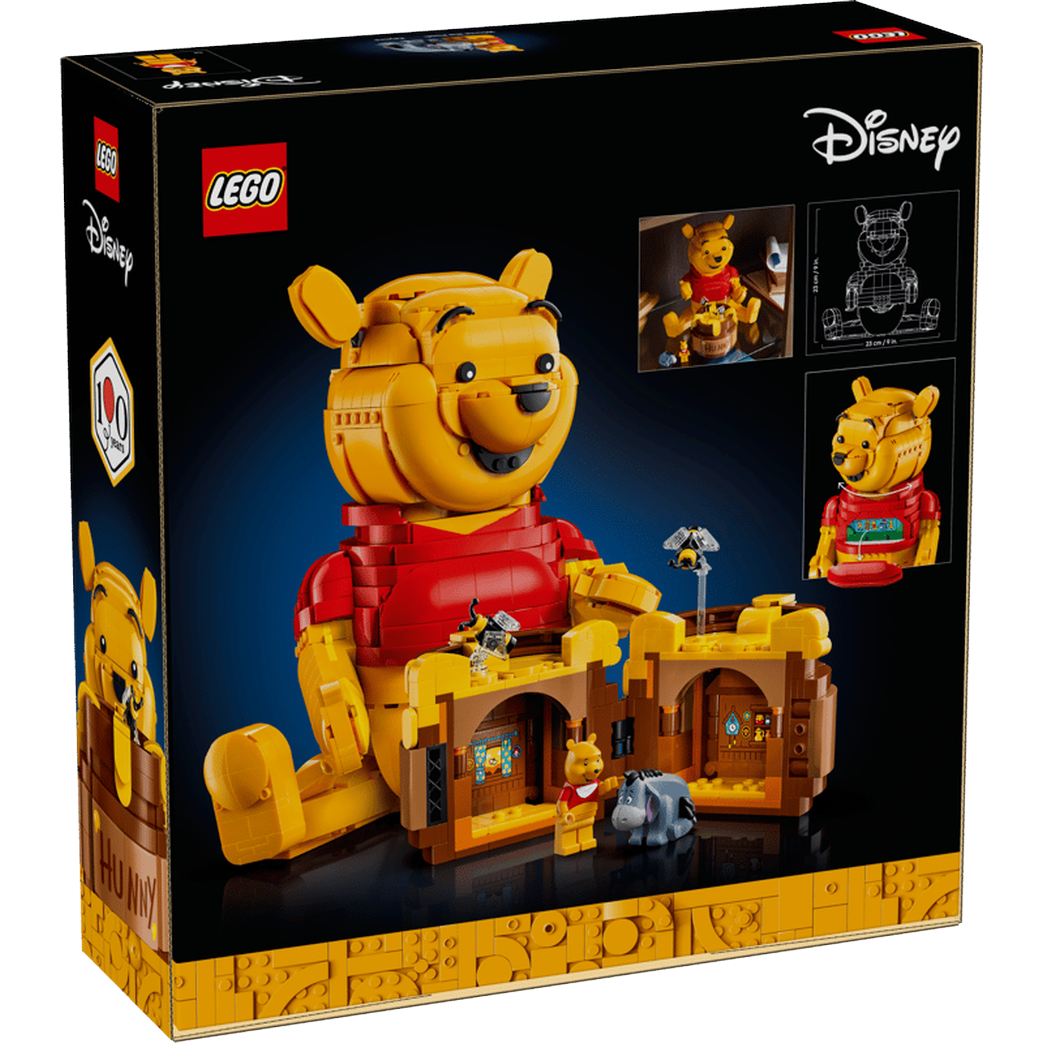 LEGO Winnie de Poeh set met figuren en huis. Gele beer in rood shirt.