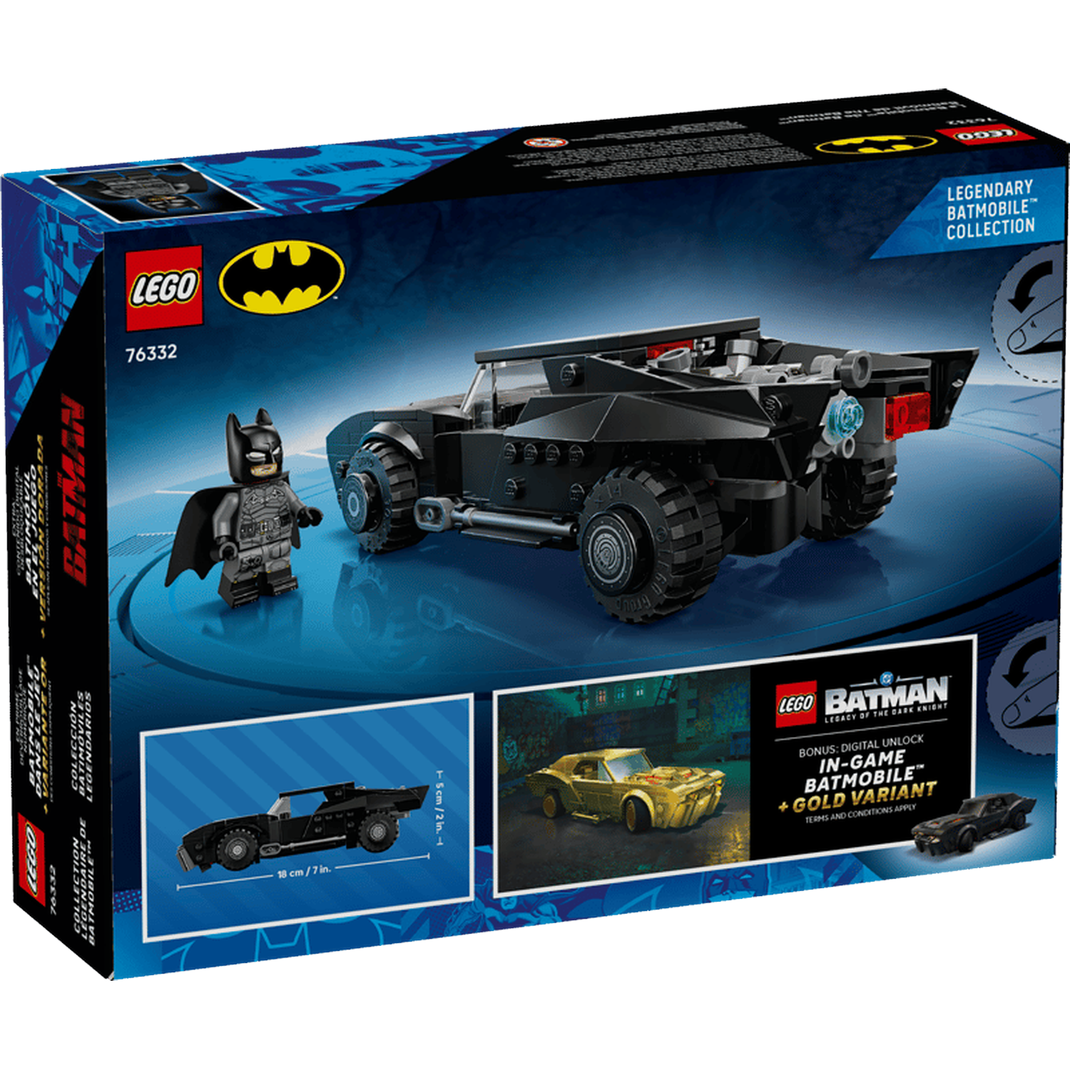 LEGO Batman Batmobile set met figuur en gouden variant.