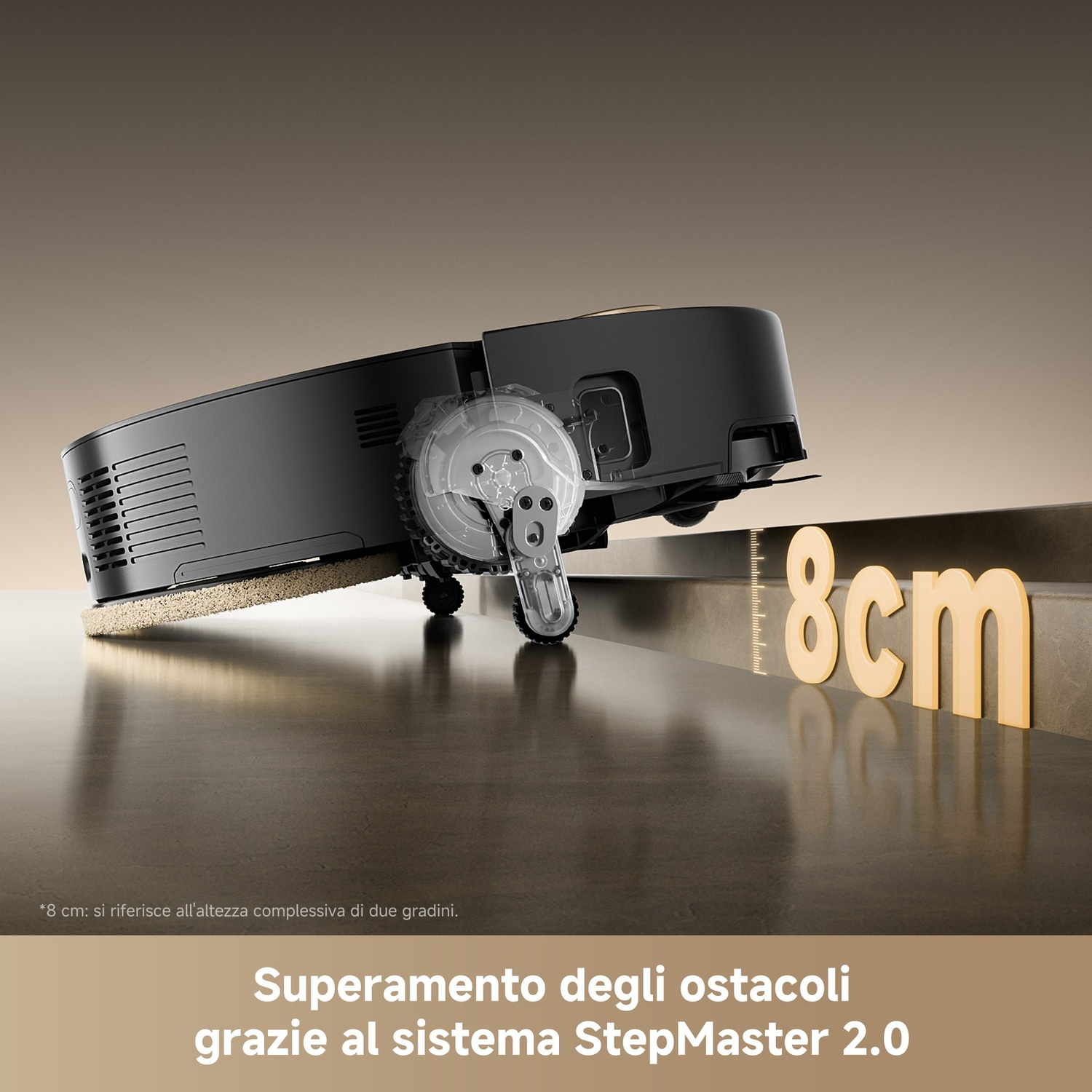Un robot aspirapolvere supera ostacoli di 8 cm con il suo sistema StepMaster 2.0.