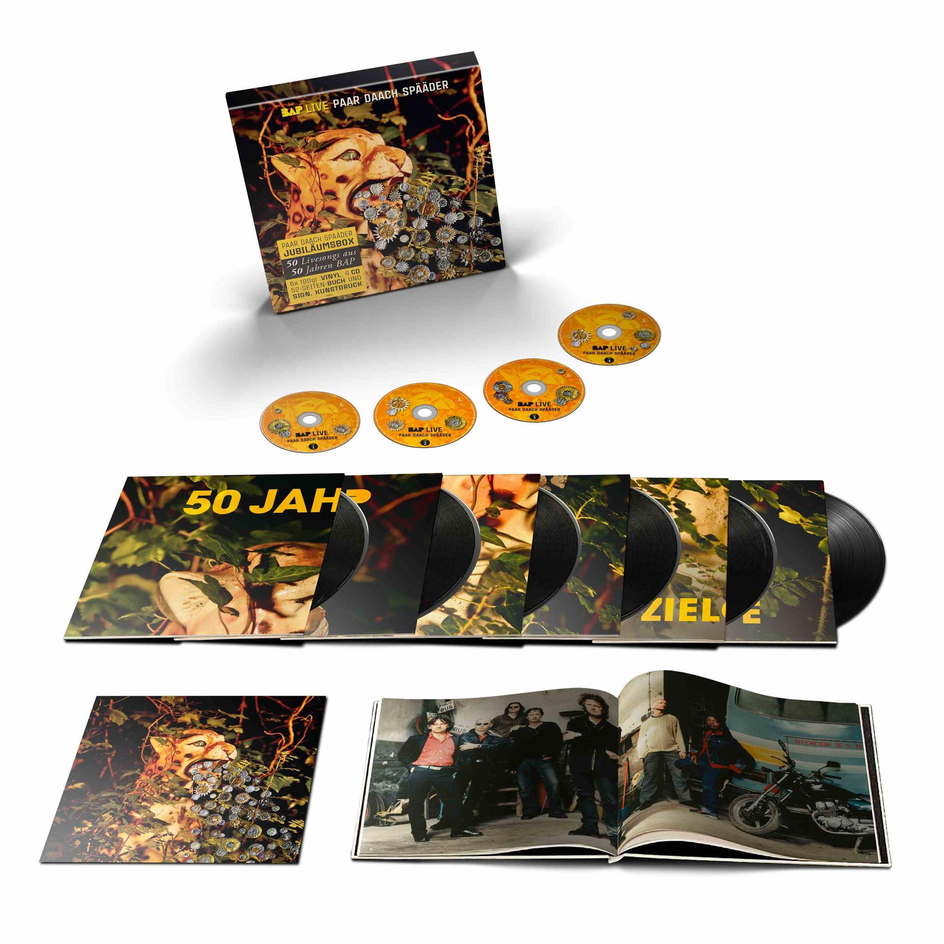BAP Jubiläumsbox mit Vinyl, CDs, Buch und Kunstdruck.