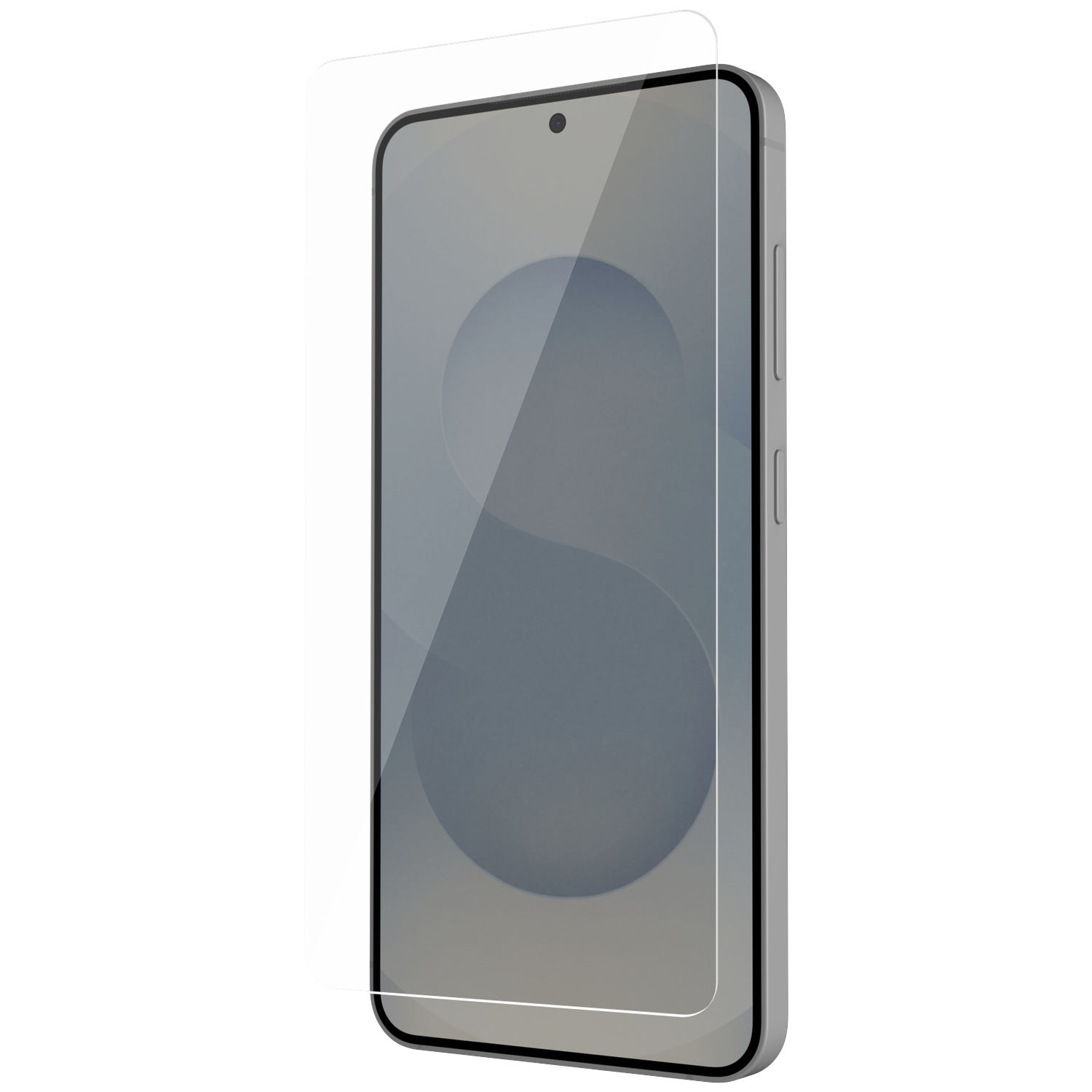 A smartphone with a screen protector placed over its display.