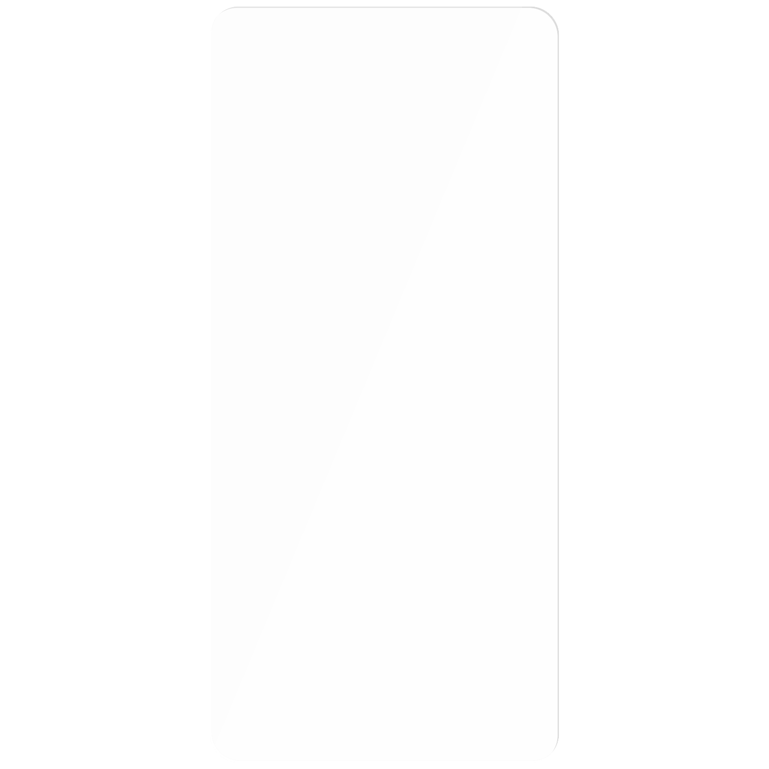 Een heldere glazen schermprotector op een witte achtergrond.