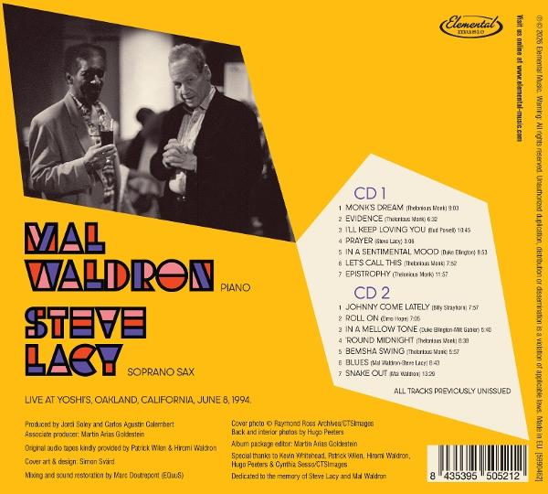 Mal Waldron und Steve Lacy: CD-Cover mit Künstlernamen, Instrumenten und Trackliste.
