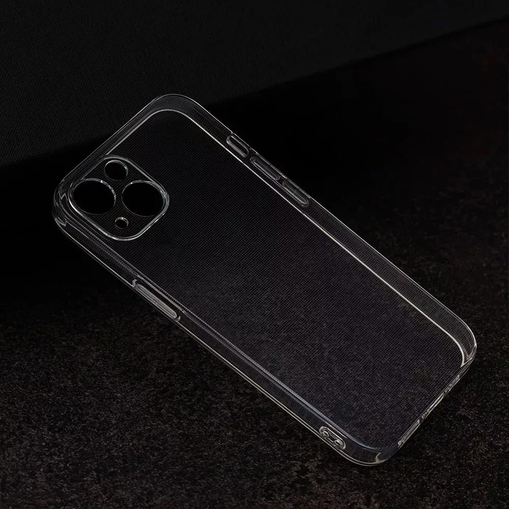 Átlátszó telefontok fekszik sötét, texturált felületen.