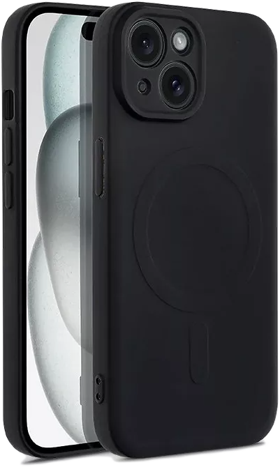 HAFFNER iPhone 15 Plus Silicone Mag Cover szilikon tok, fekete (HF228889)