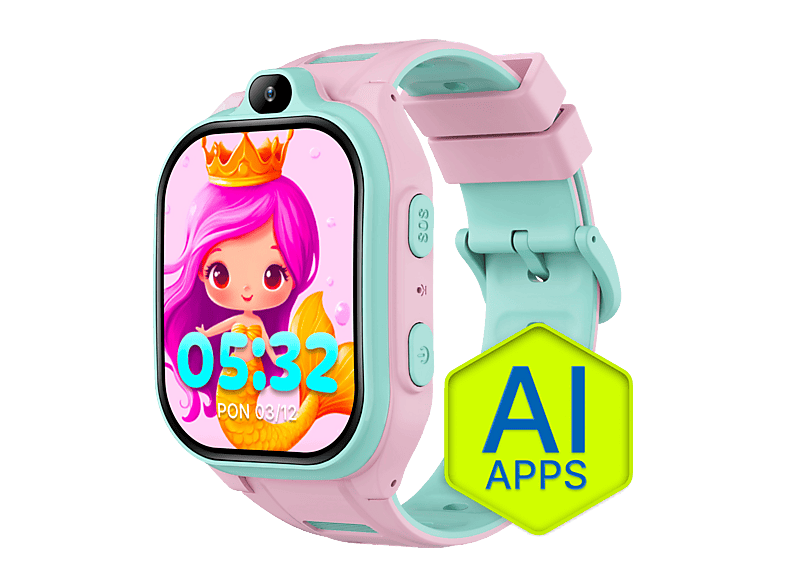 Smartwatch FOREVER Kids Boost KW-530 AI GPS WiFi 4G Różowo-zielony