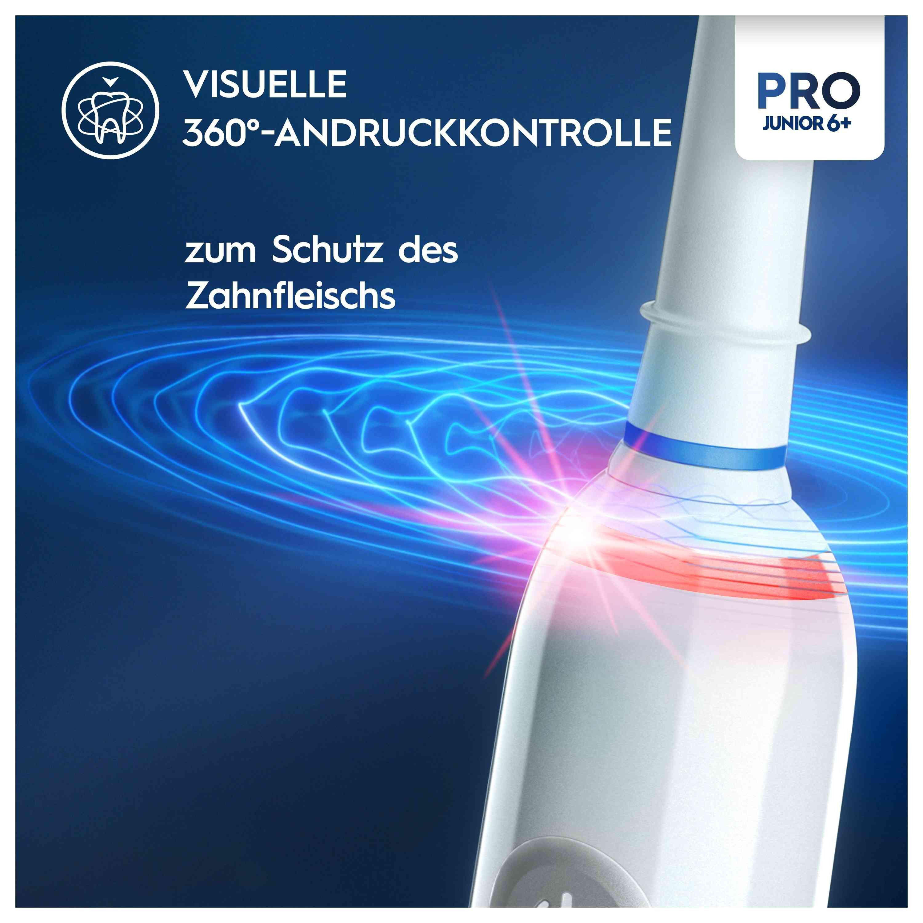 Elektrische Zahnbürste mit visueller 360°-Andruckkontrolle zum Schutz des Zahnfleischs.