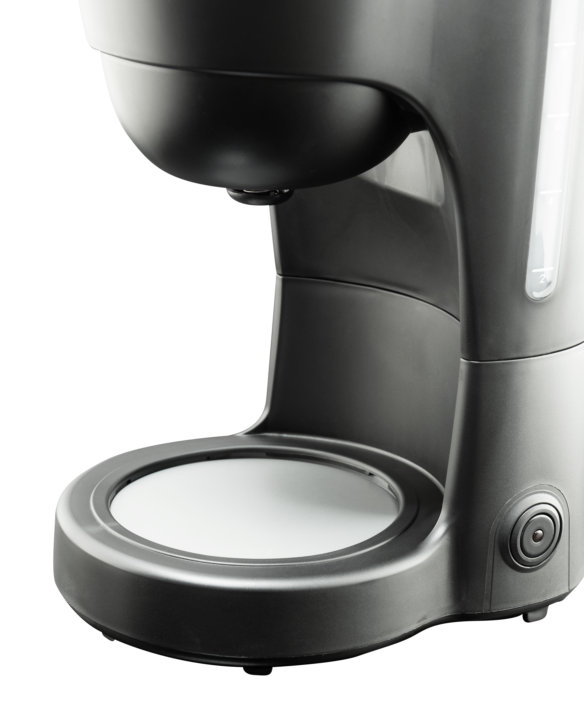 Szara ekspres do kawy na czarnym tle, zbliżenie.