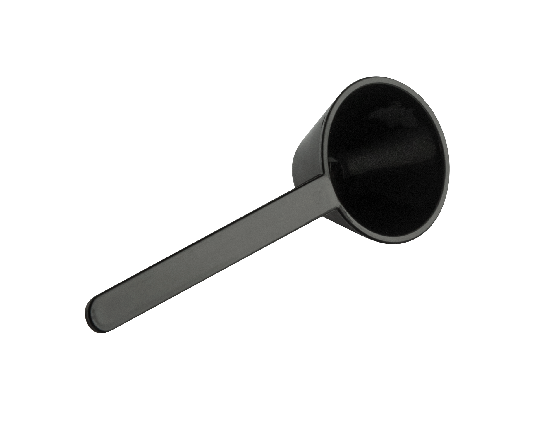 Czarna łyżka z długim uchwytem na czarnym tle.