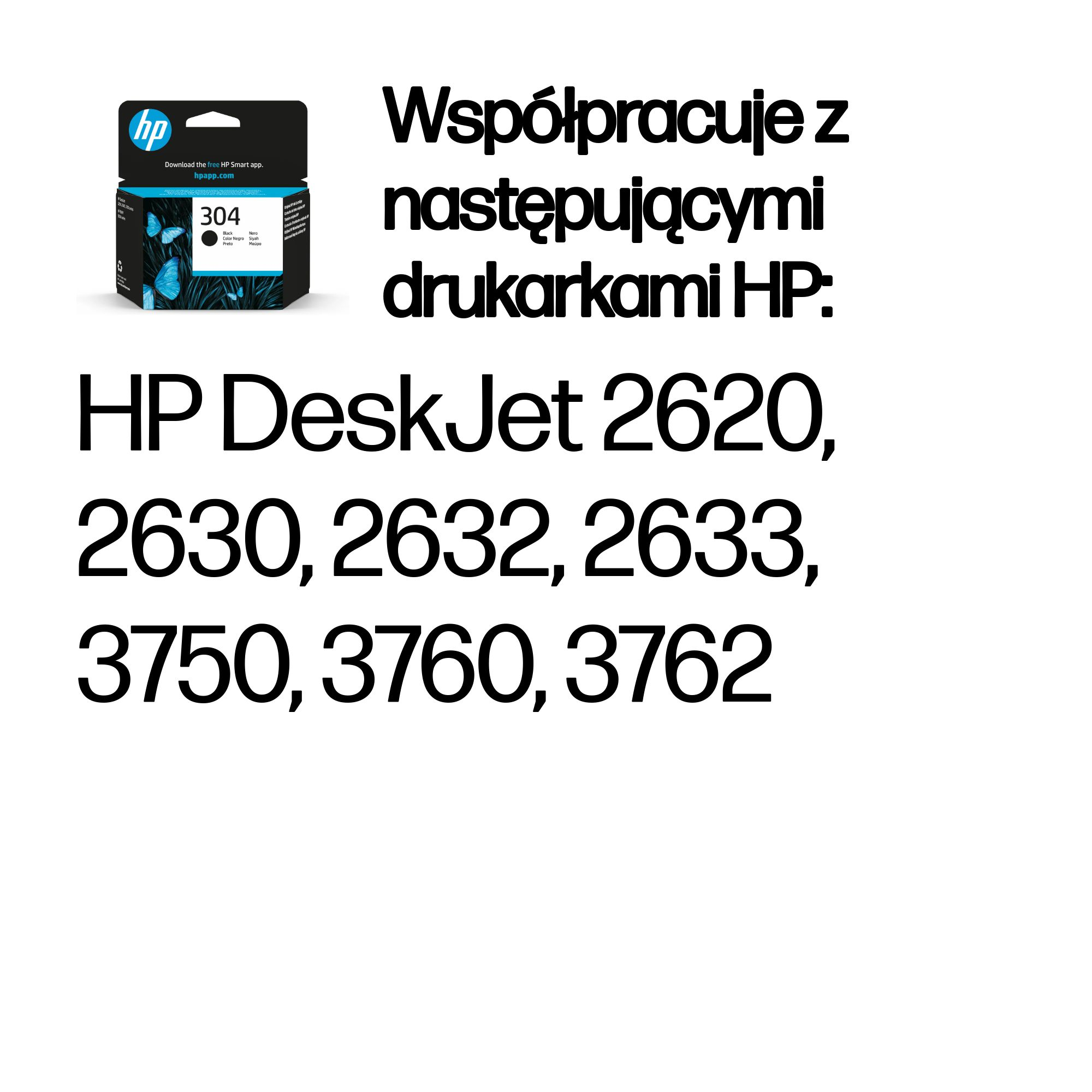 Tusz HP 304 z motywem motyli, kompatybilny z drukarkami HP DeskJet.
