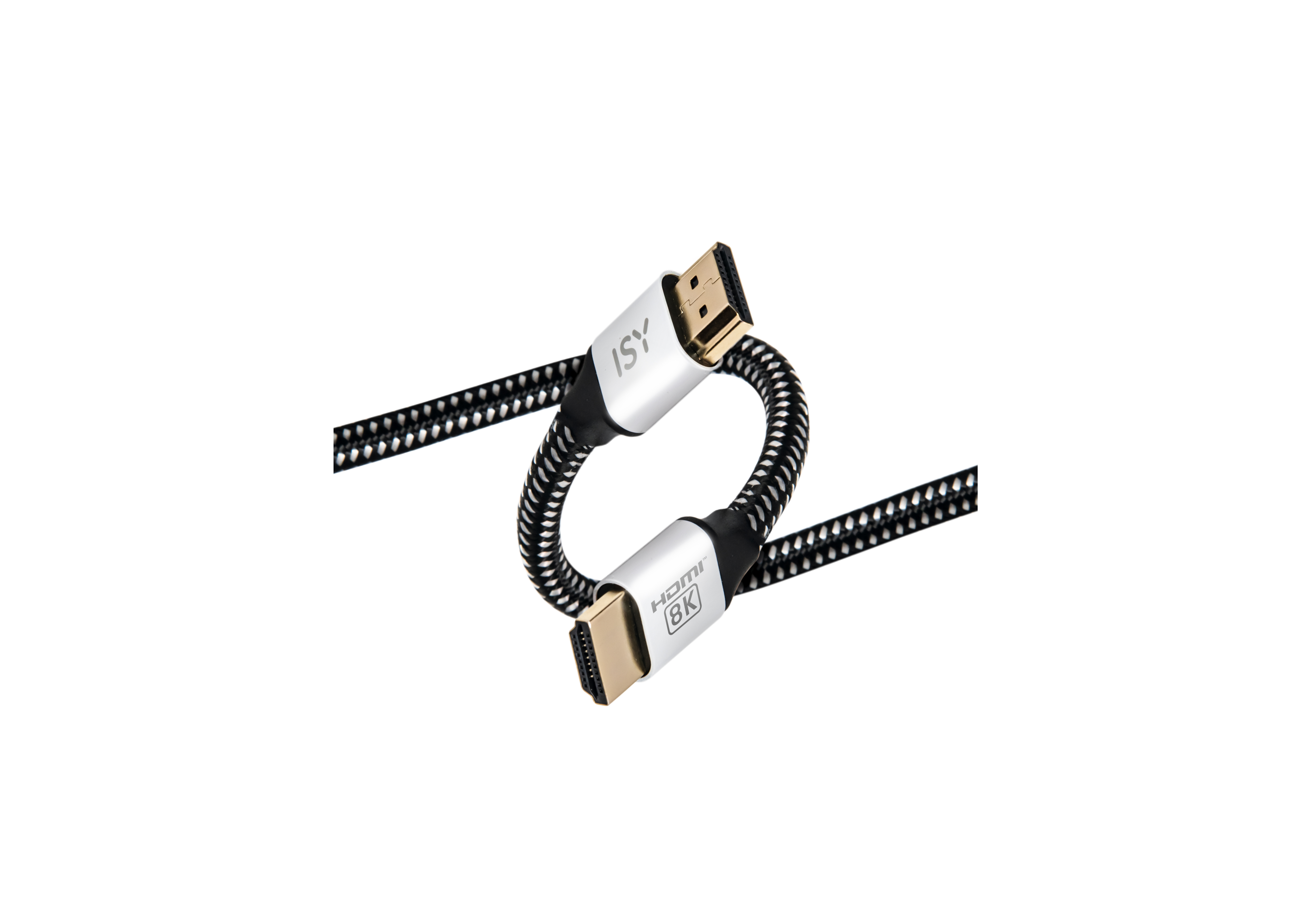 Białe tło z kablem HDMI 8K.