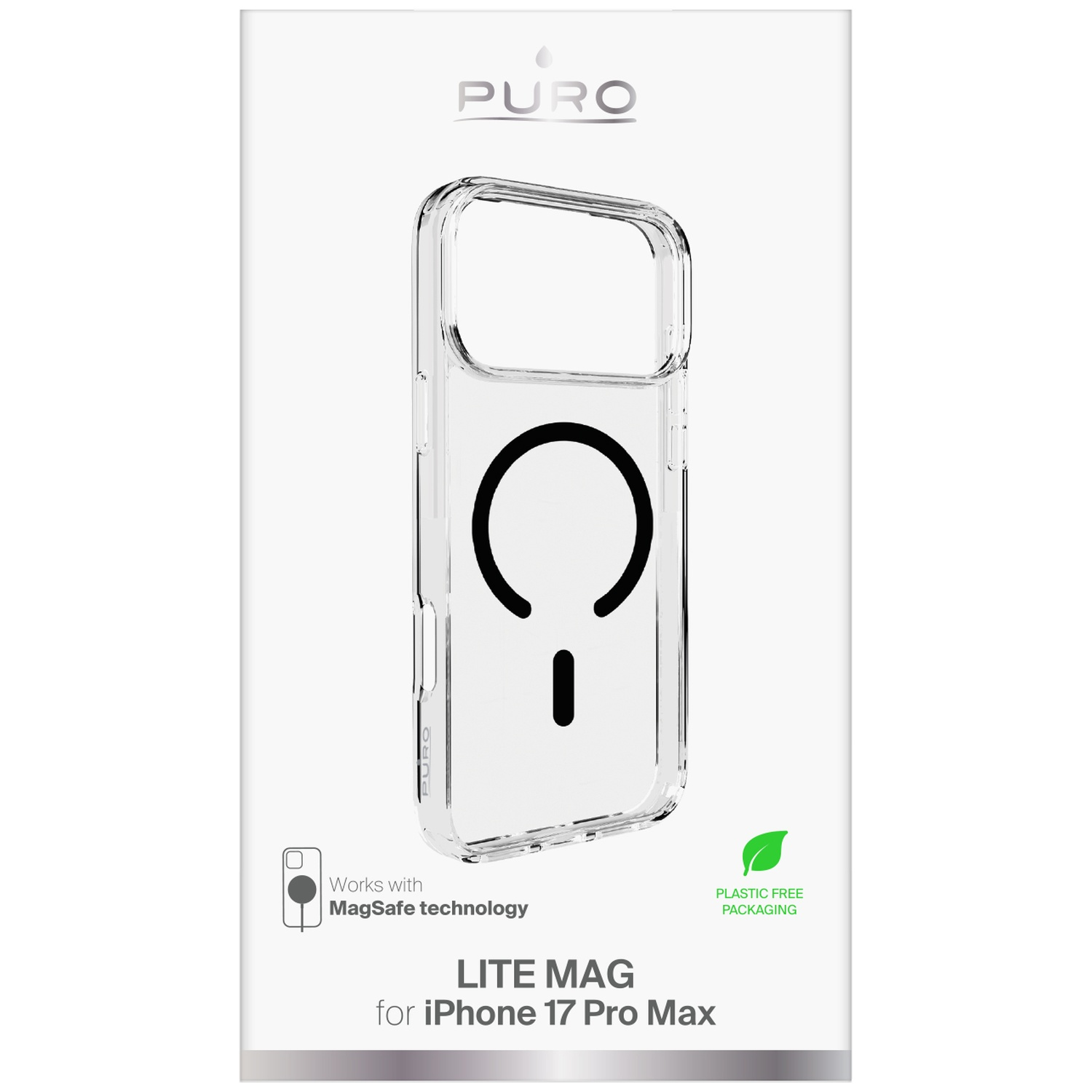 Coque transparente pour iPhone 17 Pro Max avec technologie MagSafe.