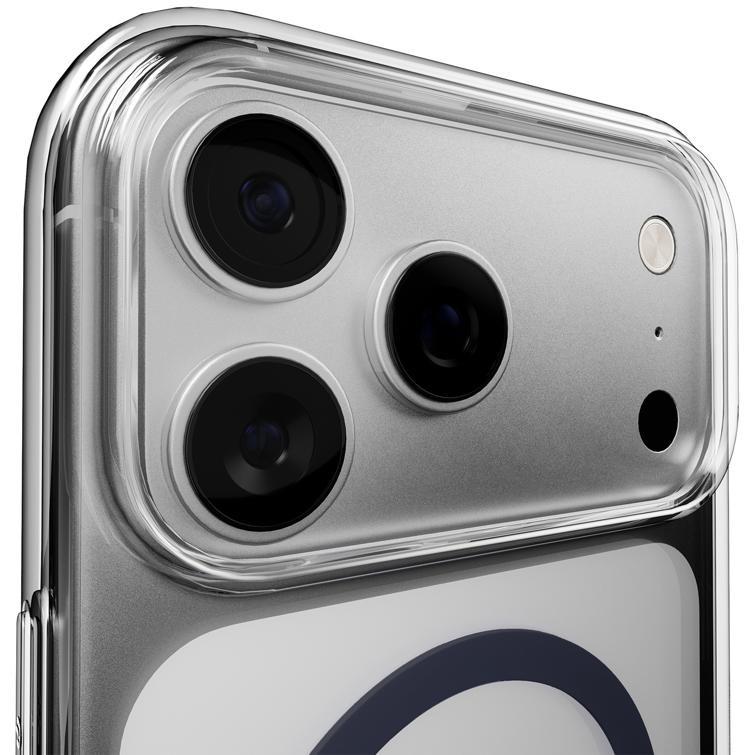 Gros plan de l'arrière d'un smartphone, montrant trois caméras et un flash.