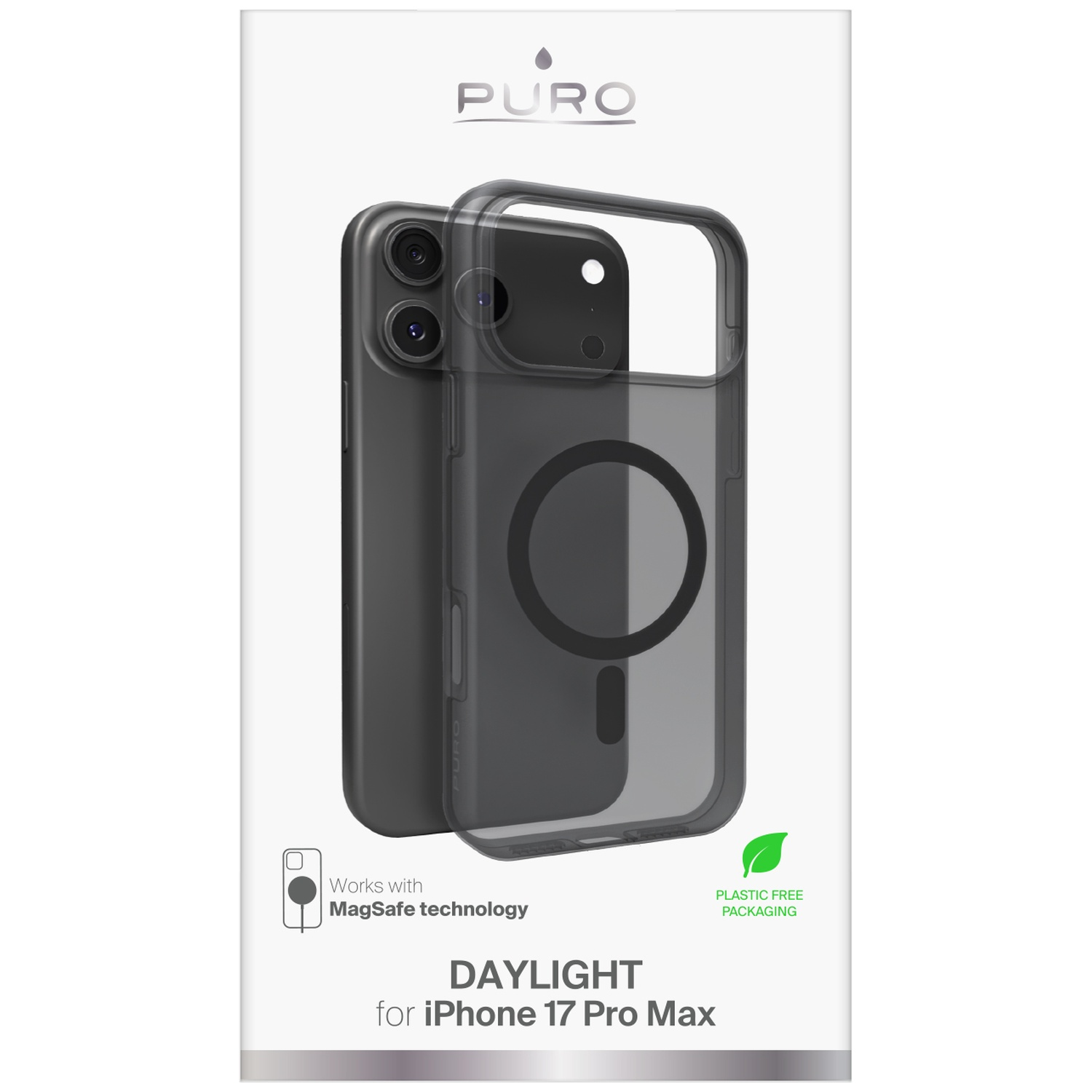 Coque noire pour iPhone 17 Pro Max avec technologie MagSafe.
