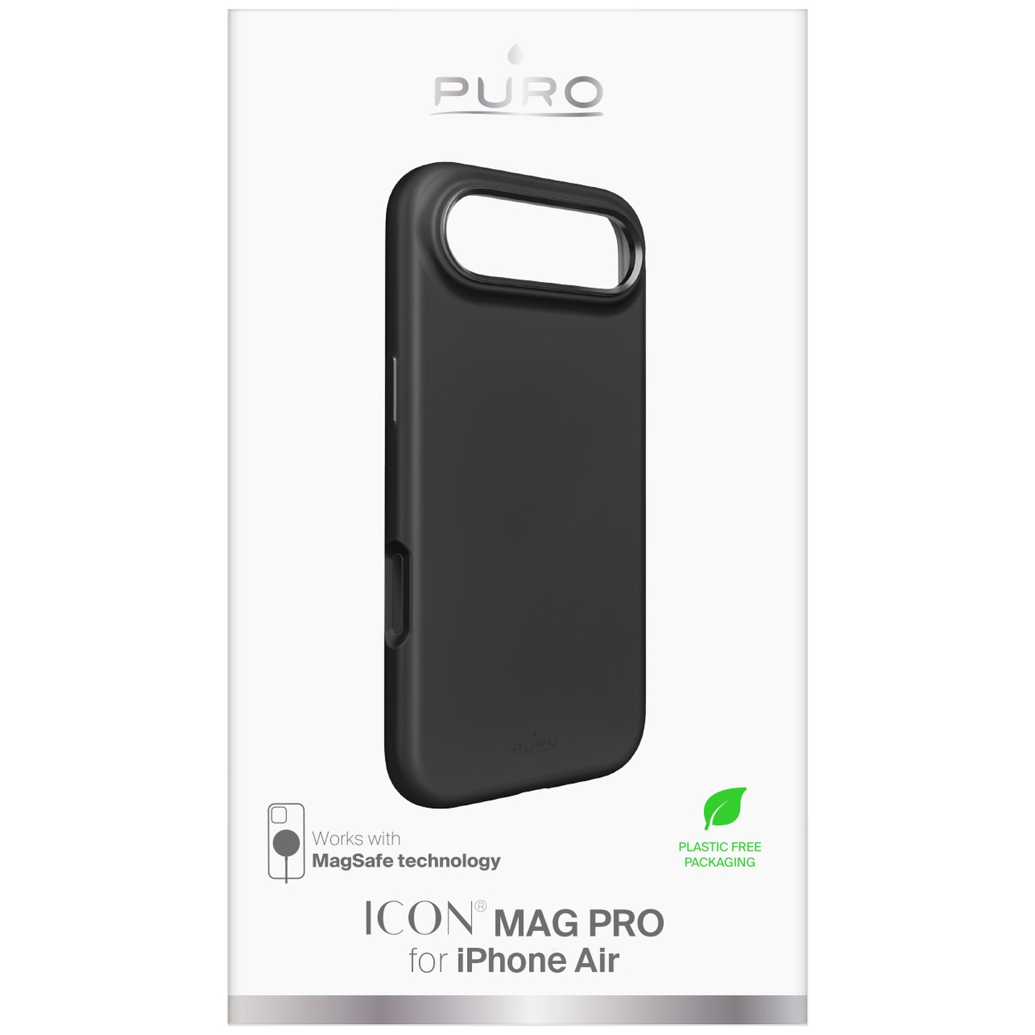 Coque noire PURO pour iPhone Air, compatible MagSafe.