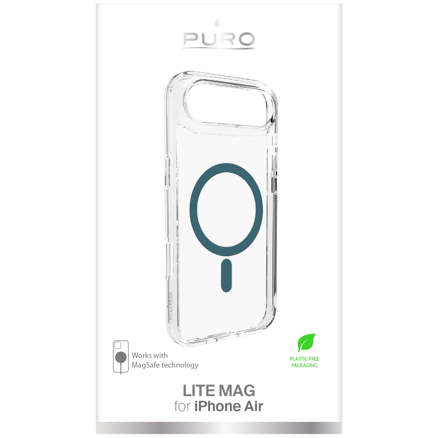 Coque transparente Puro iPhone Air avec MagSafe. Emballage sans plastique.