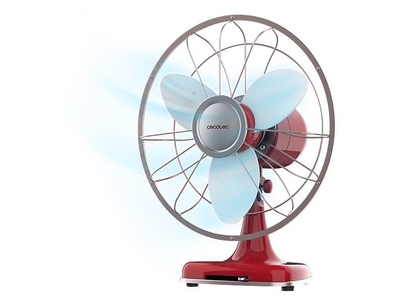 Ventilador de sobremesa - Cecotec EnergySilence 1090 RetroDesk Design, 40W, 30 cm (12"), 3 velocidades, Oscilante, Estilo retro, Multicolor