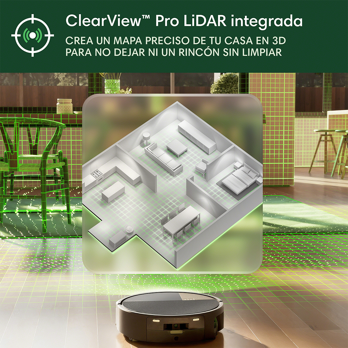 Clearview pro lidar integrada, crea un mapa preciso de tu casa en 3D para no dejar ni un rincón sin limpiar