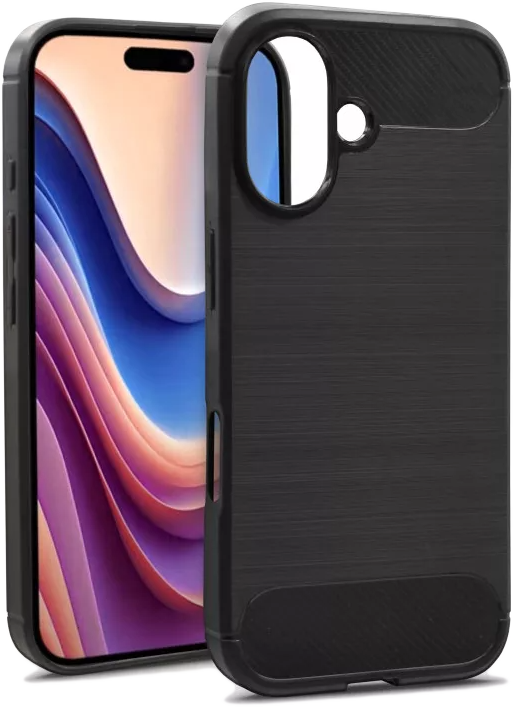 HAFFNER iPhone 16 Plus Carbon szilikon tok, fekete (HF782457)