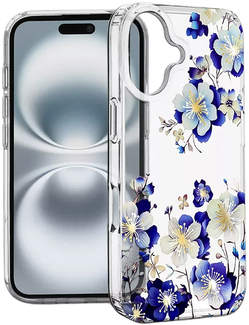 HAFFNER iPhone 16 Plus IMD Floral szilikon tok, átlátszó (HF789616)