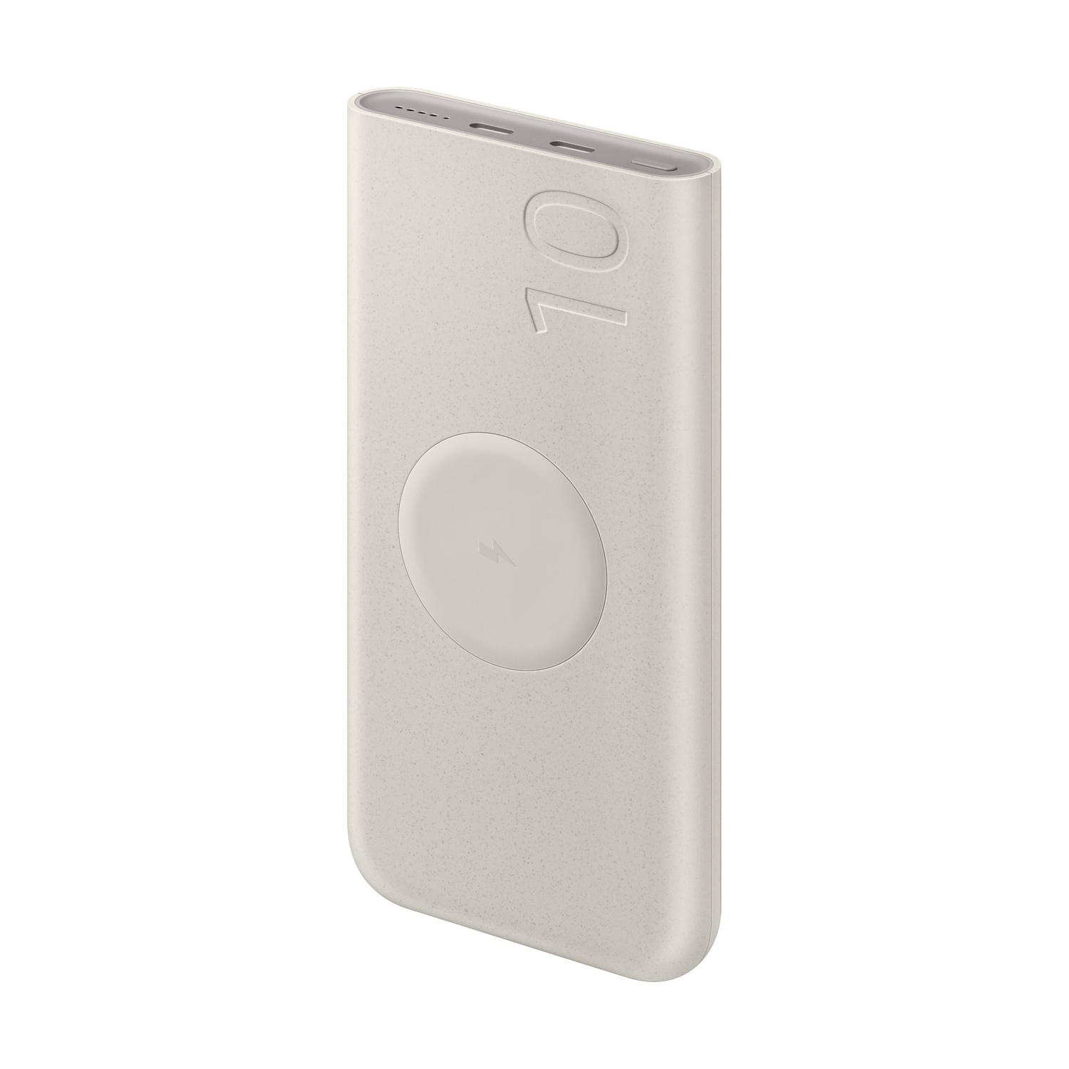 Un power bank beige chiaro con 