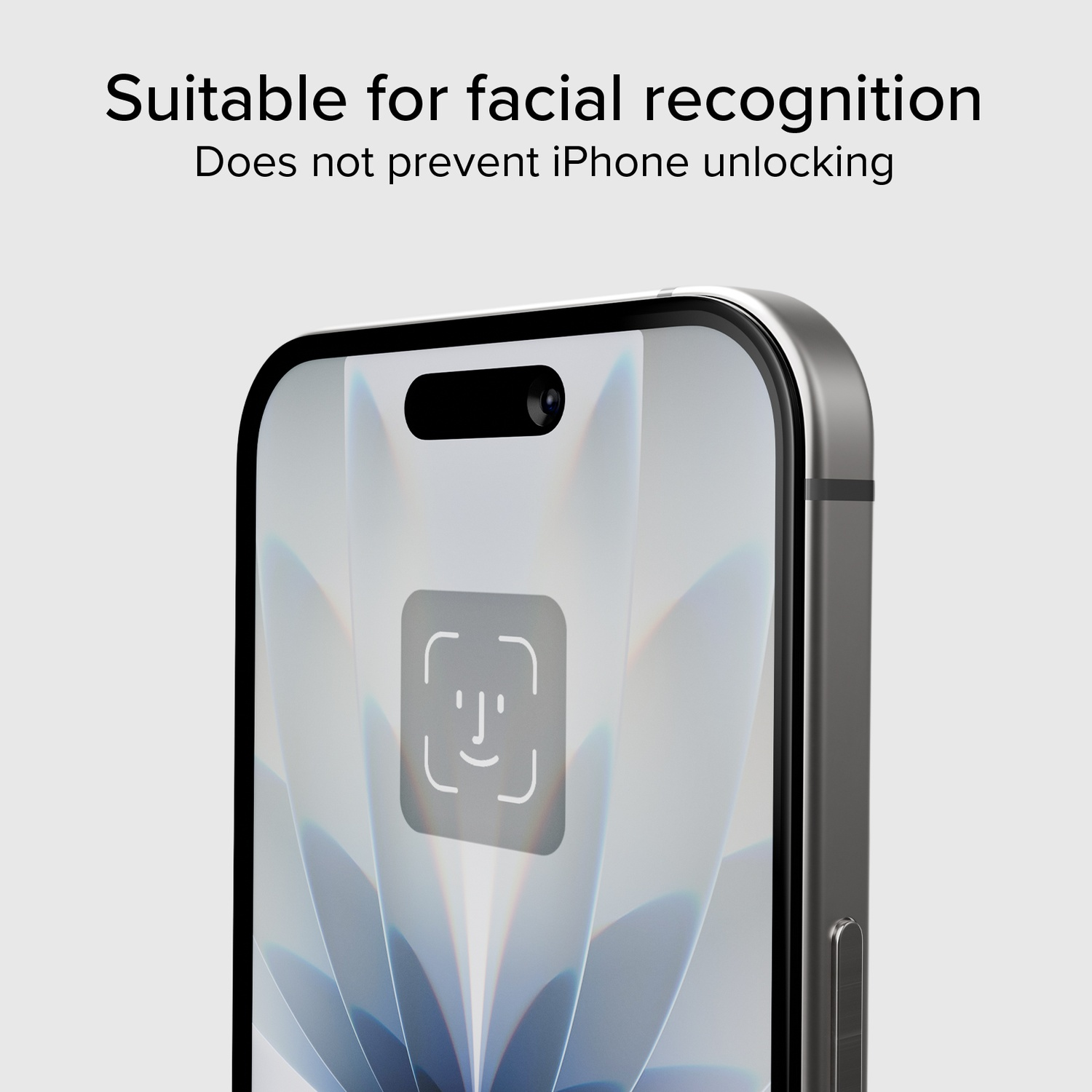 Gros plan d'un smartphone affichant l'icône Face ID. Convient à la reconnaissance faciale.