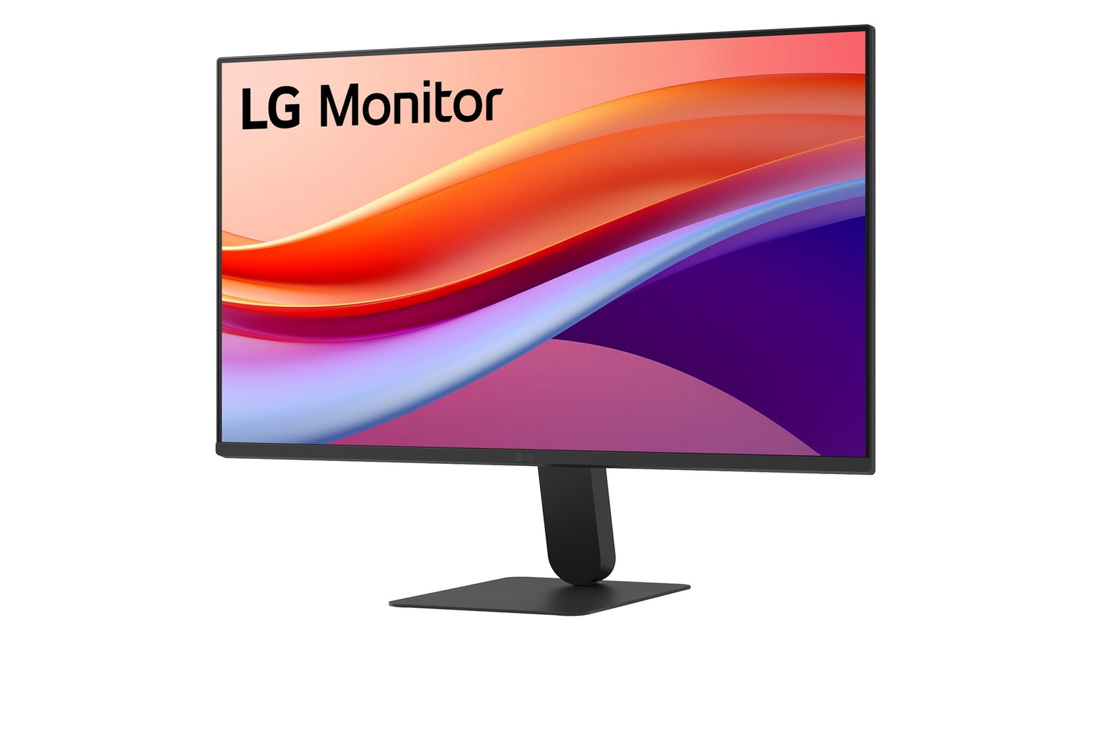 Egy LG monitor absztrakt, színes háttérrel.