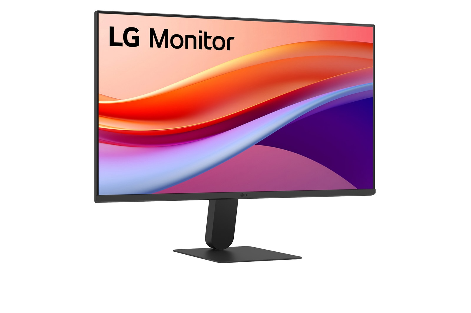 Egy LG monitor színes háttérképpel és "LG Monitor" felirattal.
