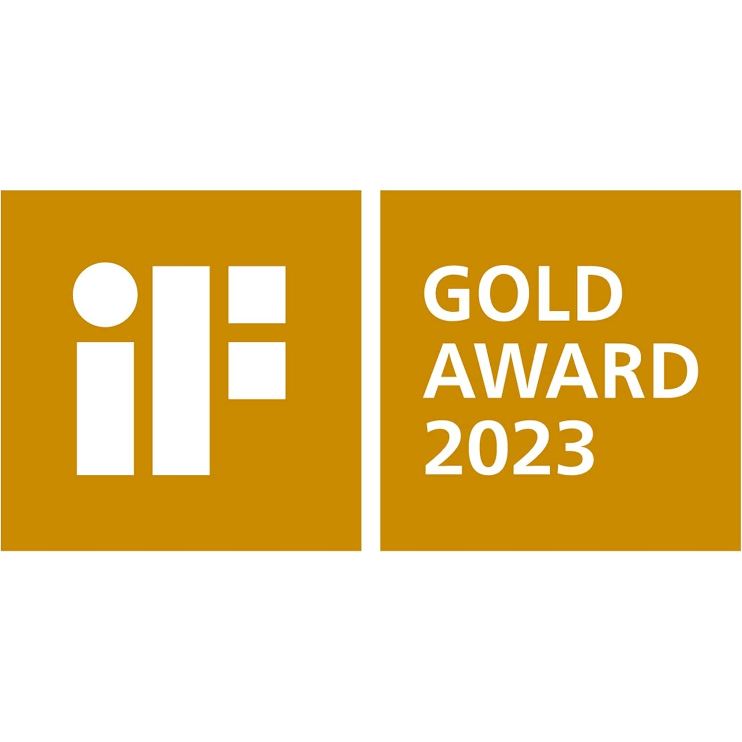 Logo iF Gold Award 2023 su sfondo giallo ocra.