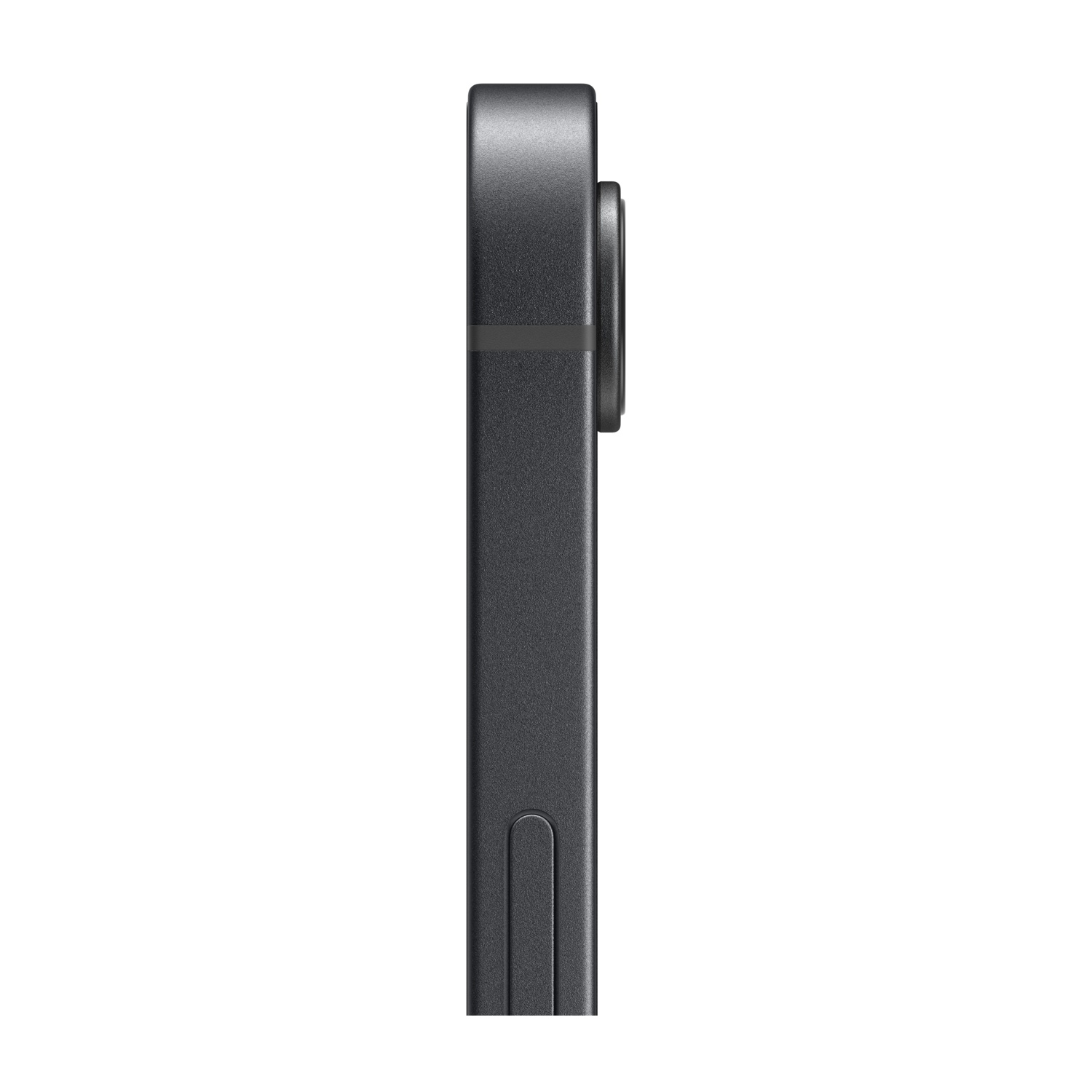 Uno smartphone grigio mostrato di profilo, focalizzato sulla fotocamera e cornice.