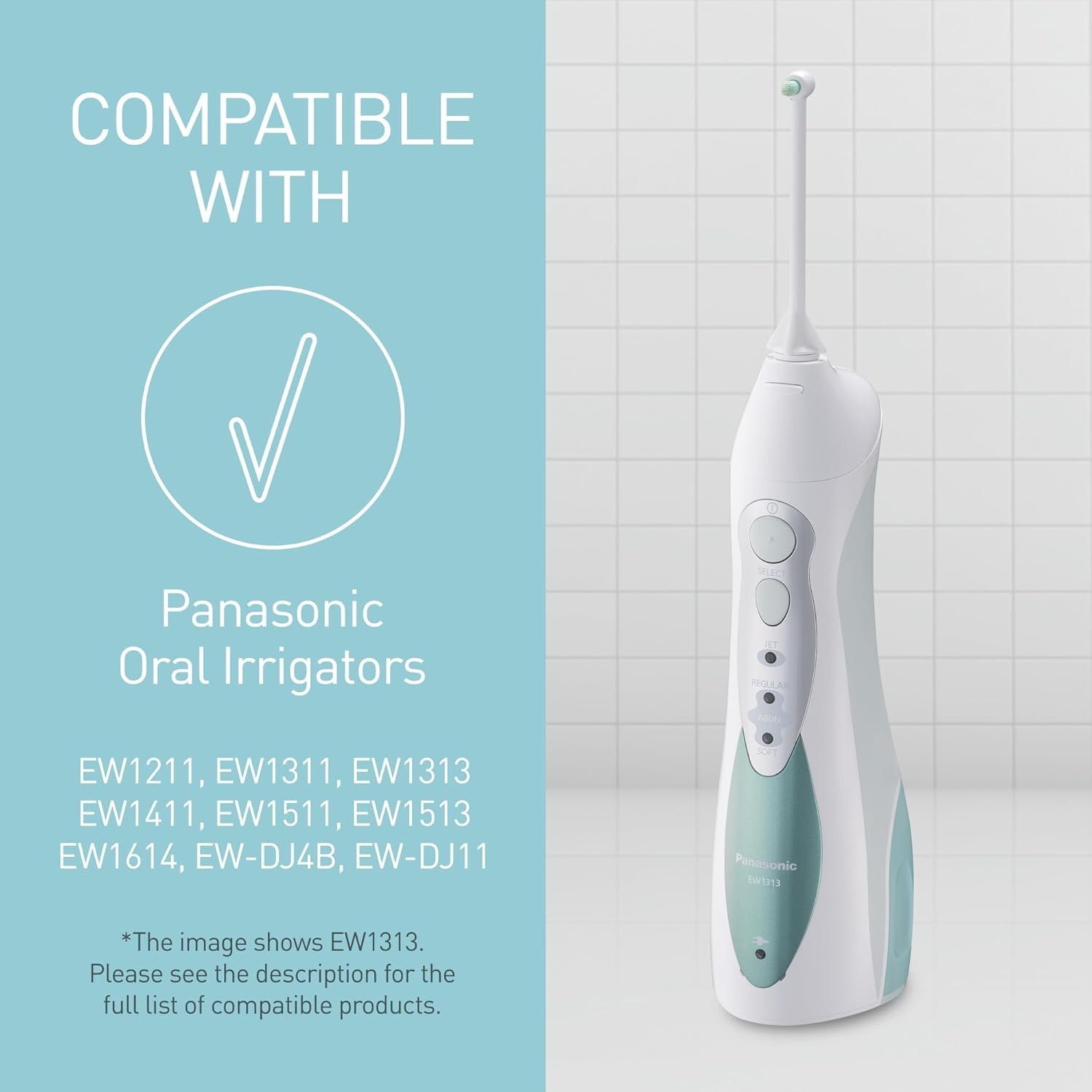 Idropulsore Panasonic bianco con accenti blu, compatibile con i modelli EW1211-EW1614.