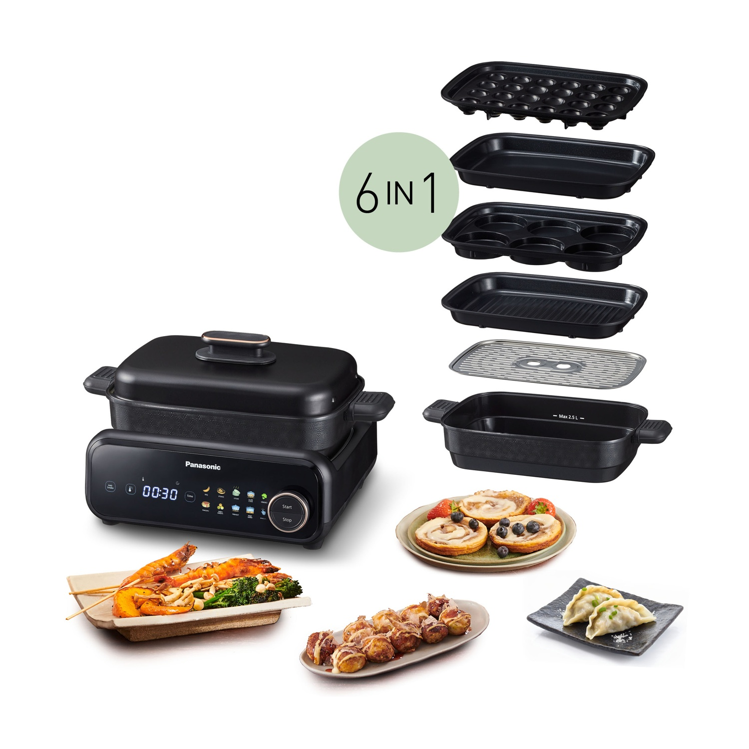 Panasonic Nf-Gm600Kxe Multi Cooker, 1400 W, capacità ciotola 2,5 l, Nero