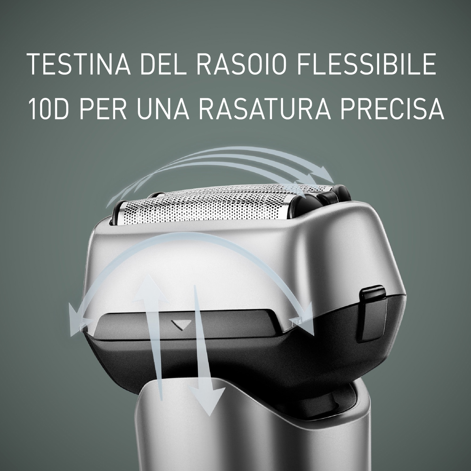 Testina del rasoio flessibile 10D per una rasatura precisa.