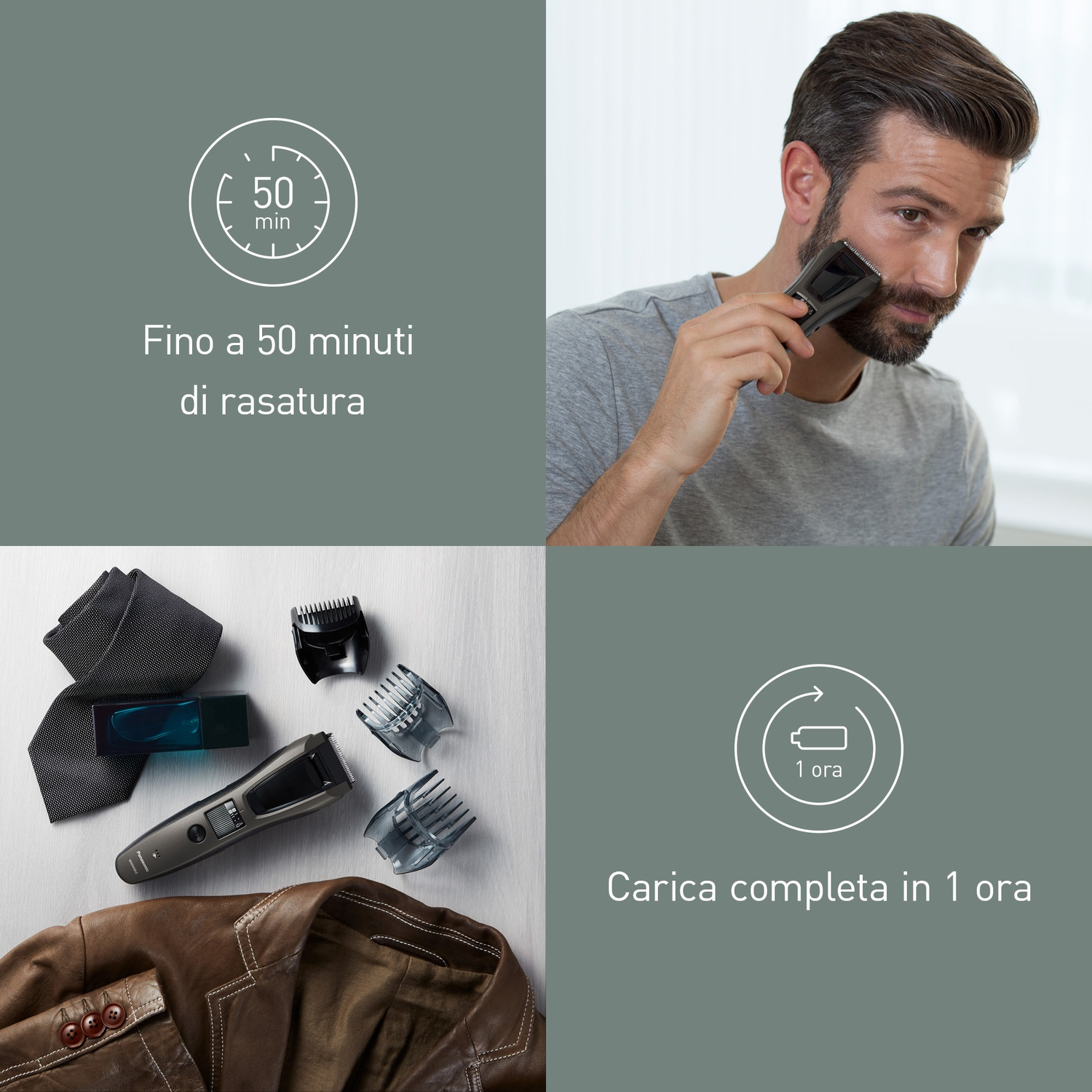 Uomo che si rade, rifinitore, cravatta, giacca, profumo, indicatore carica.
