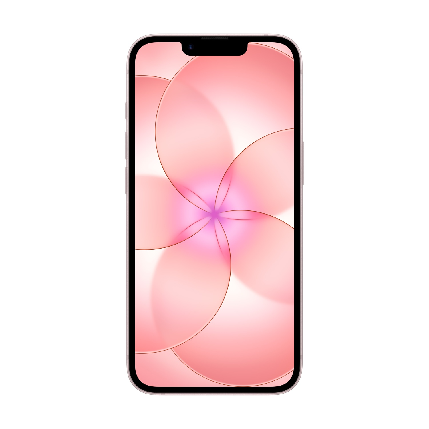 Uno smartphone rosa con un motivo floreale astratto sullo schermo.
