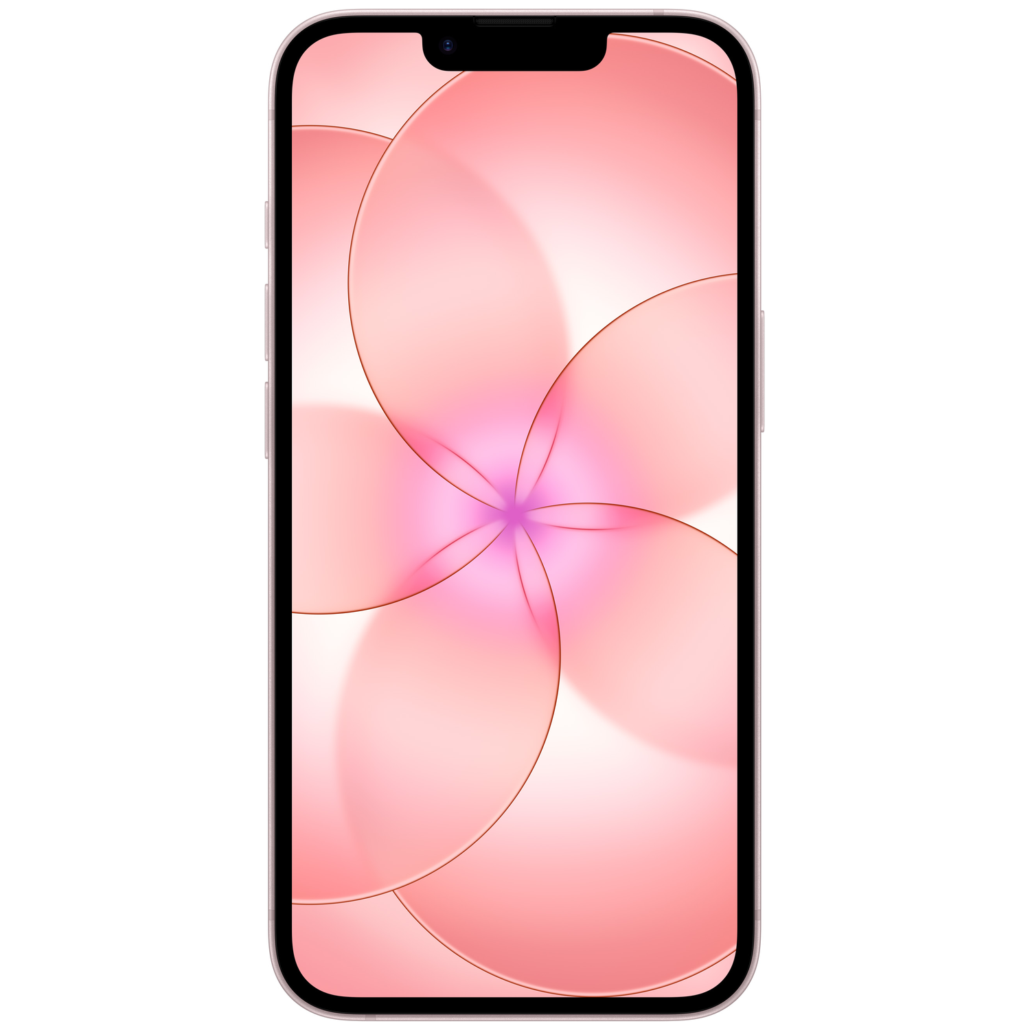 A light pink smartphone displaying an abstract floral pattern on its screen.