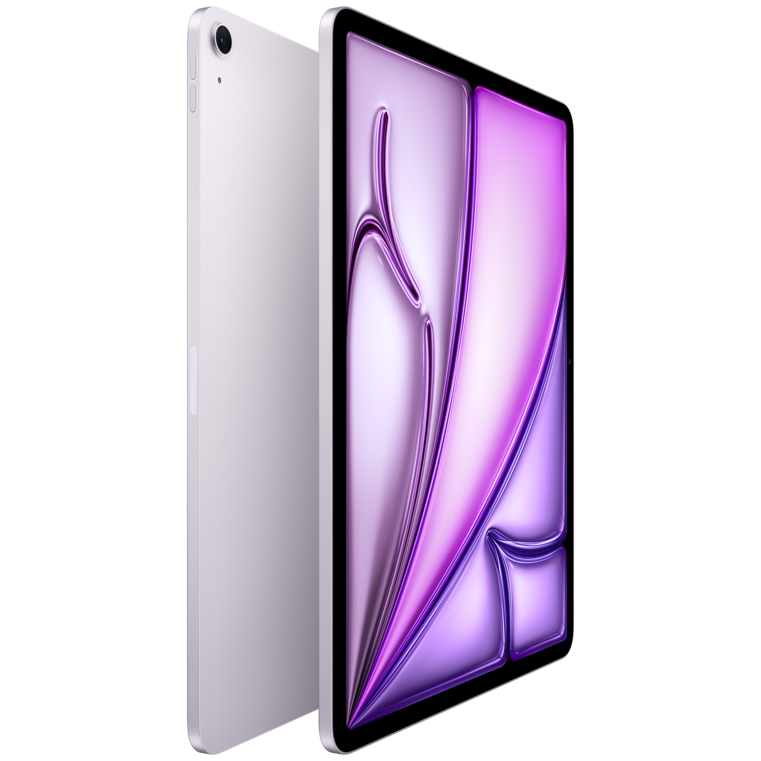 A purple tablet with an abstract, glossy background.
