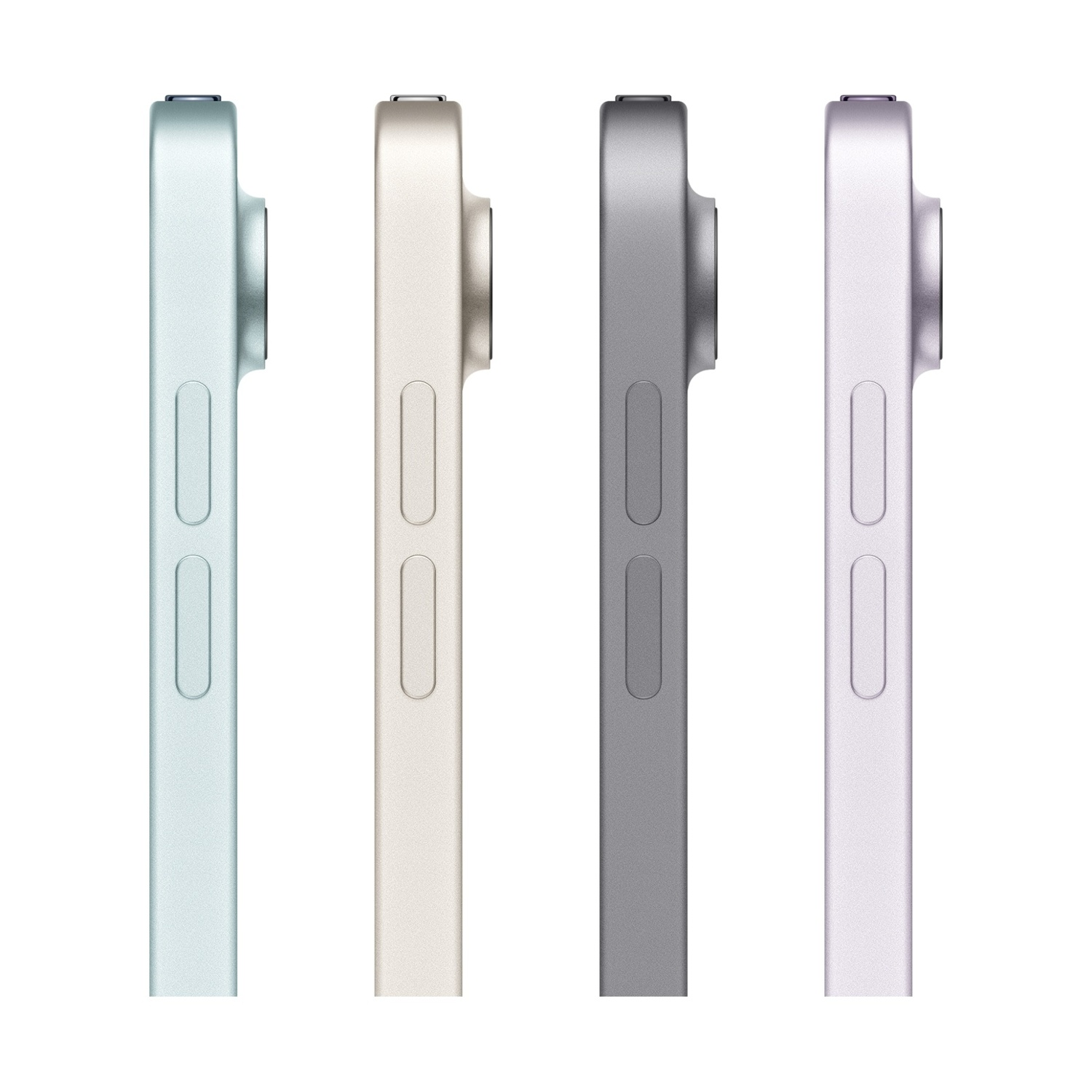 Quattro tablet nei colori verde menta, oro, grigio e lavanda, uno accanto all'altro.