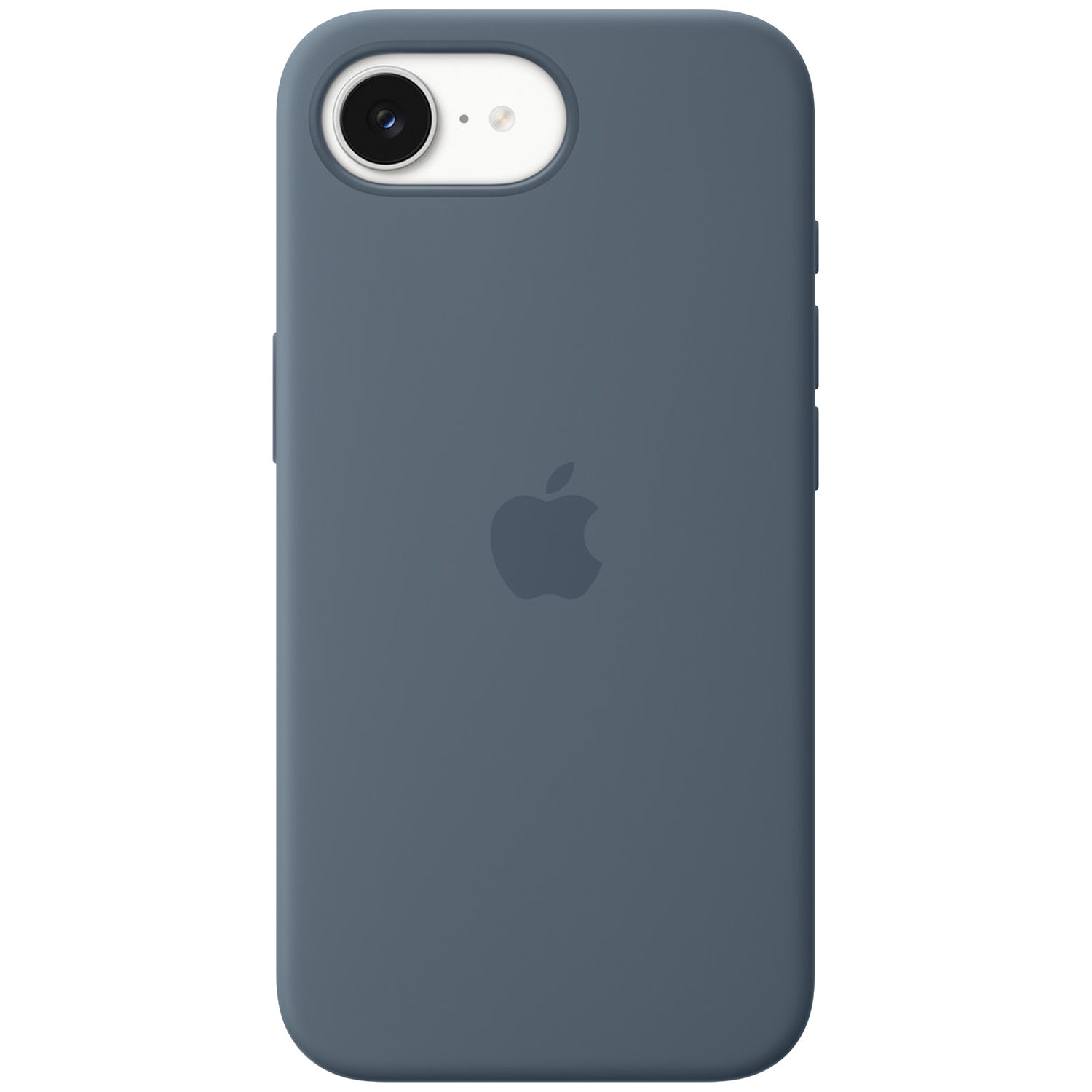Coque de téléphone grise avec logo Apple et découpe caméra.