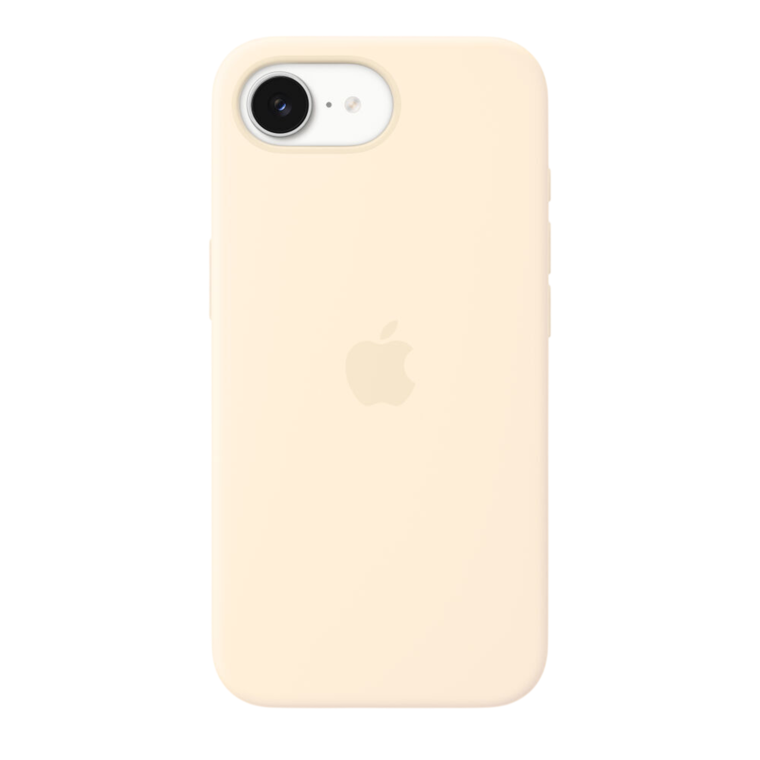 A light yellow phone case with an Apple logo and camera cutout.