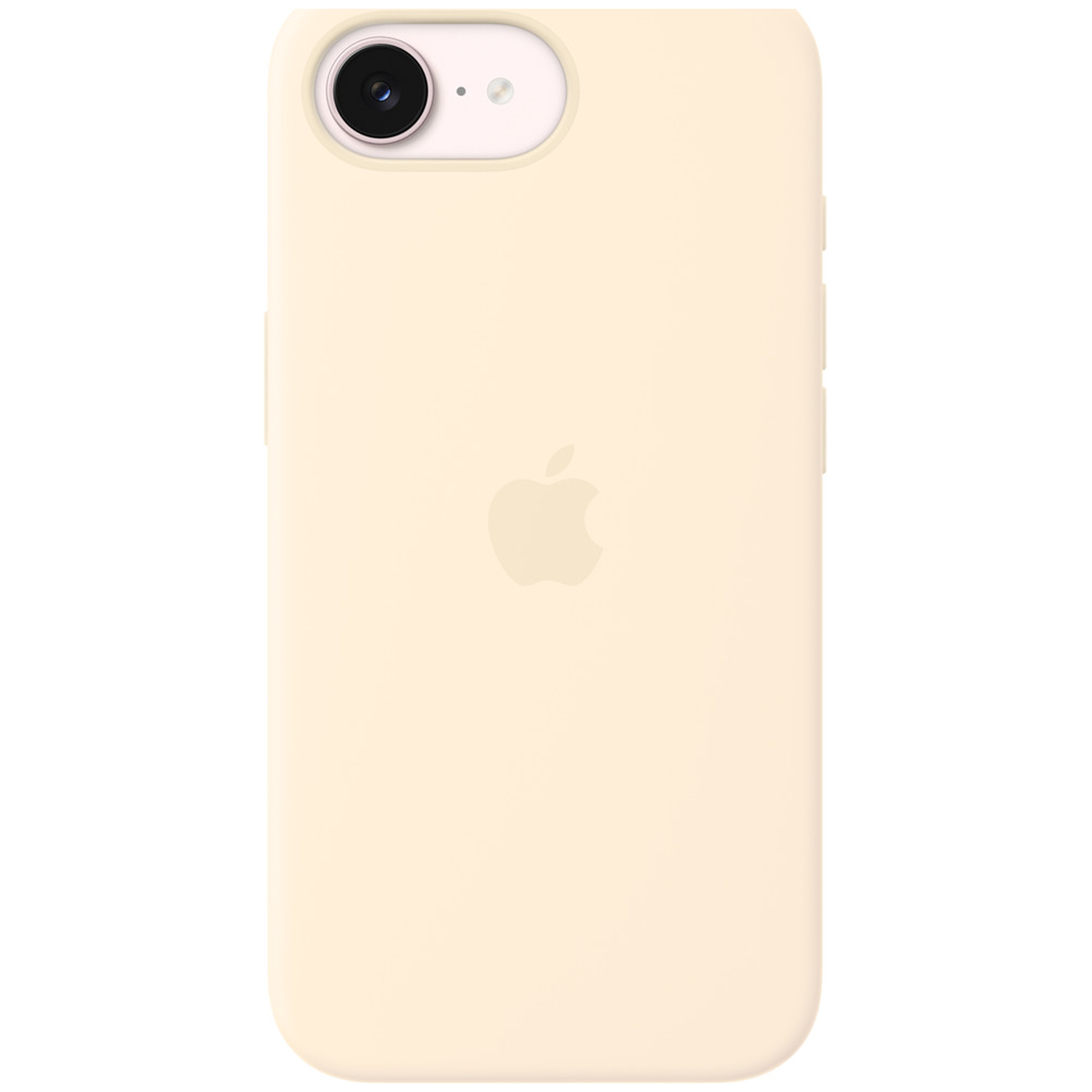 A light yellow iPhone case with an Apple logo and camera cutout.