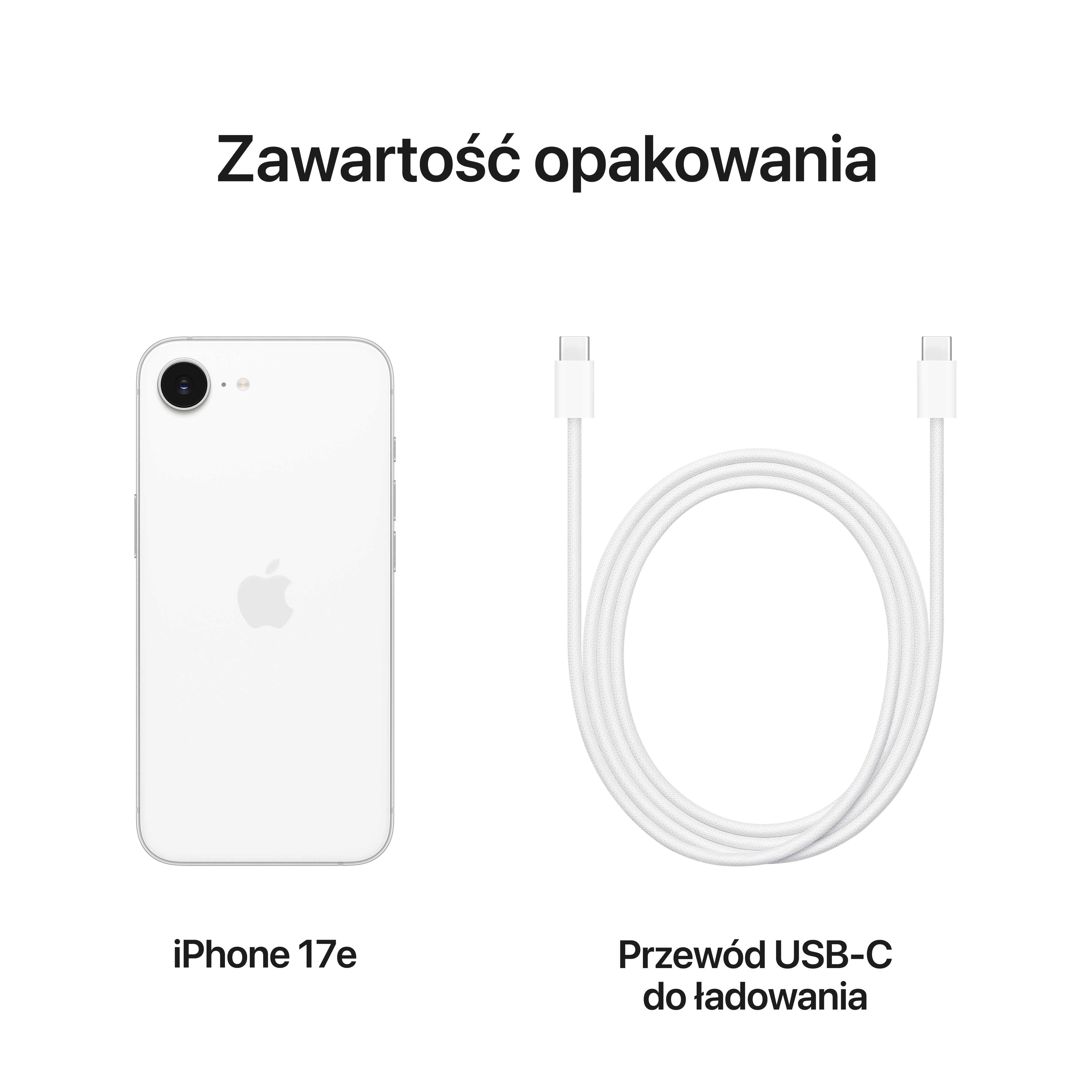 Biały iPhone i biały kabel ładujący USB-C.