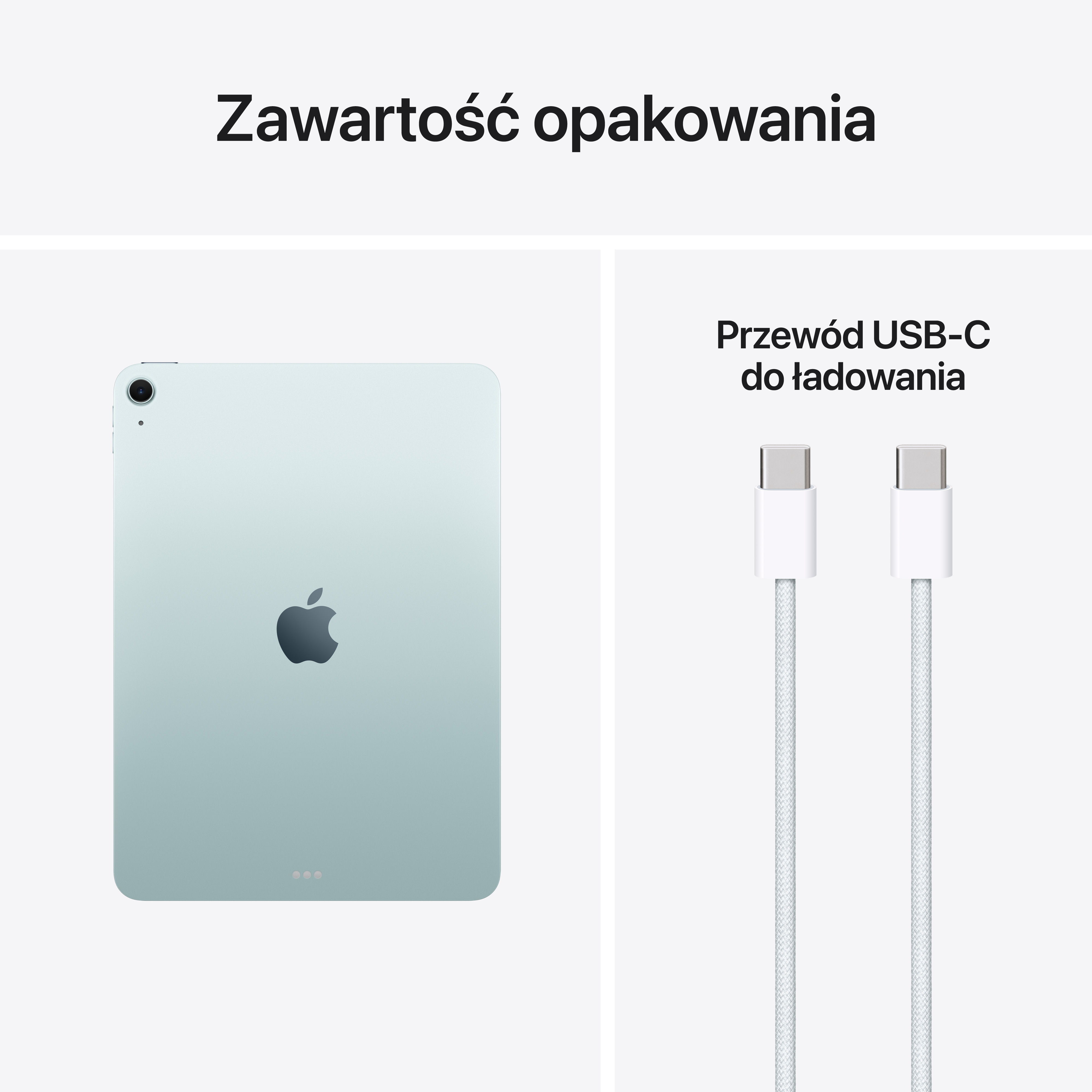 Jasnozielony tablet i dwa białe kable ładujące USB-C.