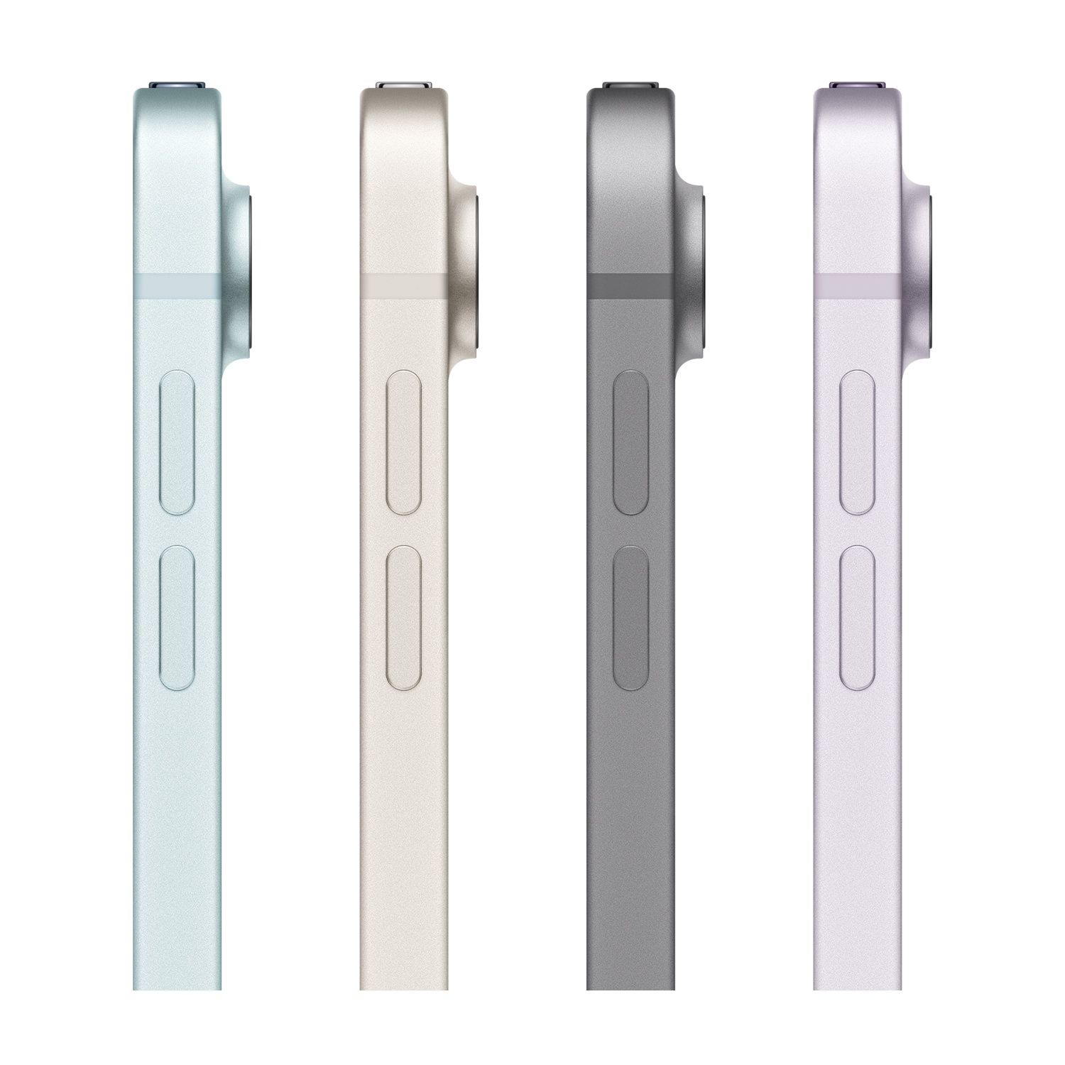 Quattro tablet affiancati in diversi colori: blu, oro, grigio e viola.