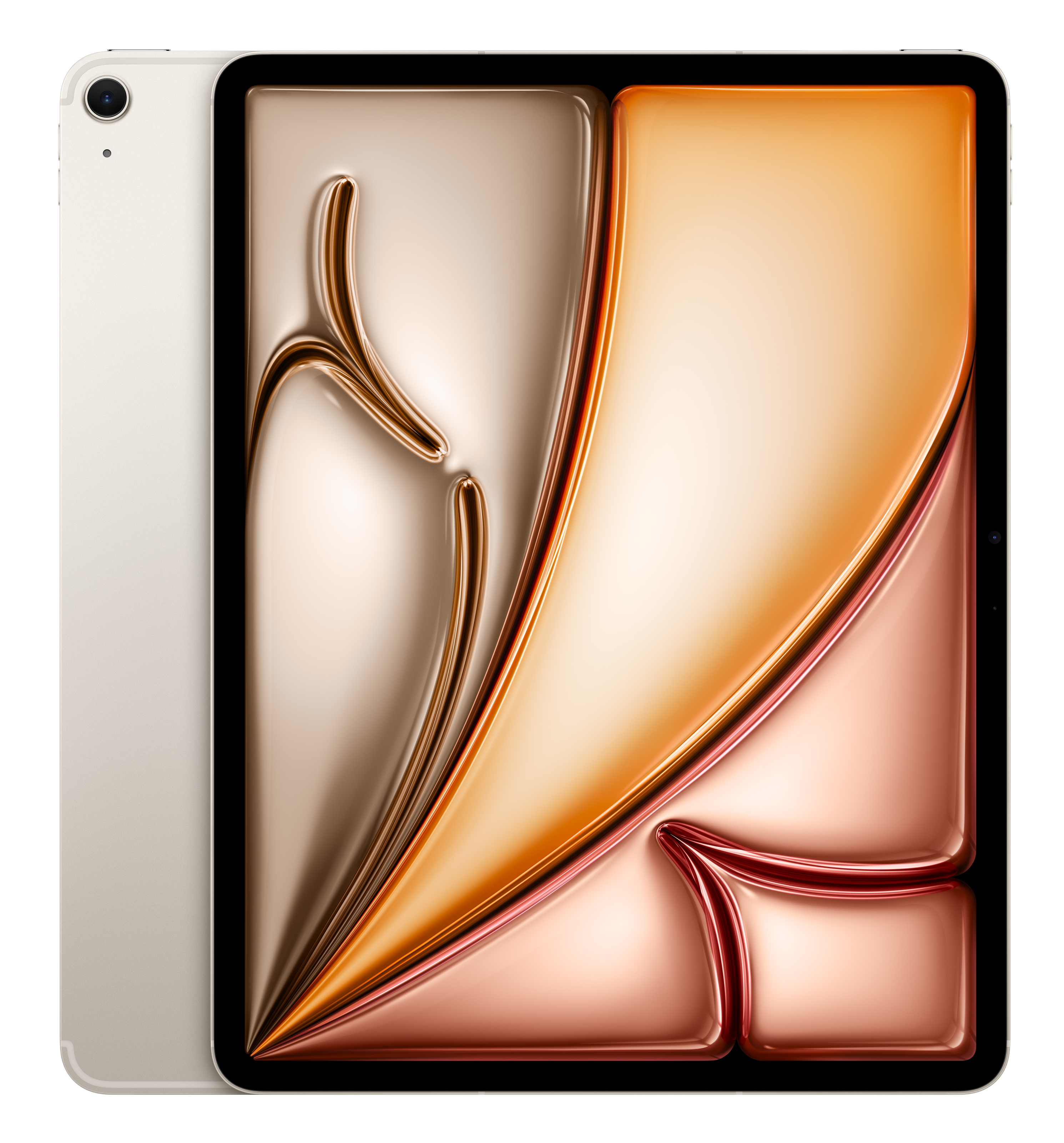 Jasny tablet z złożonym, metalicznym wzorem na ekranie.