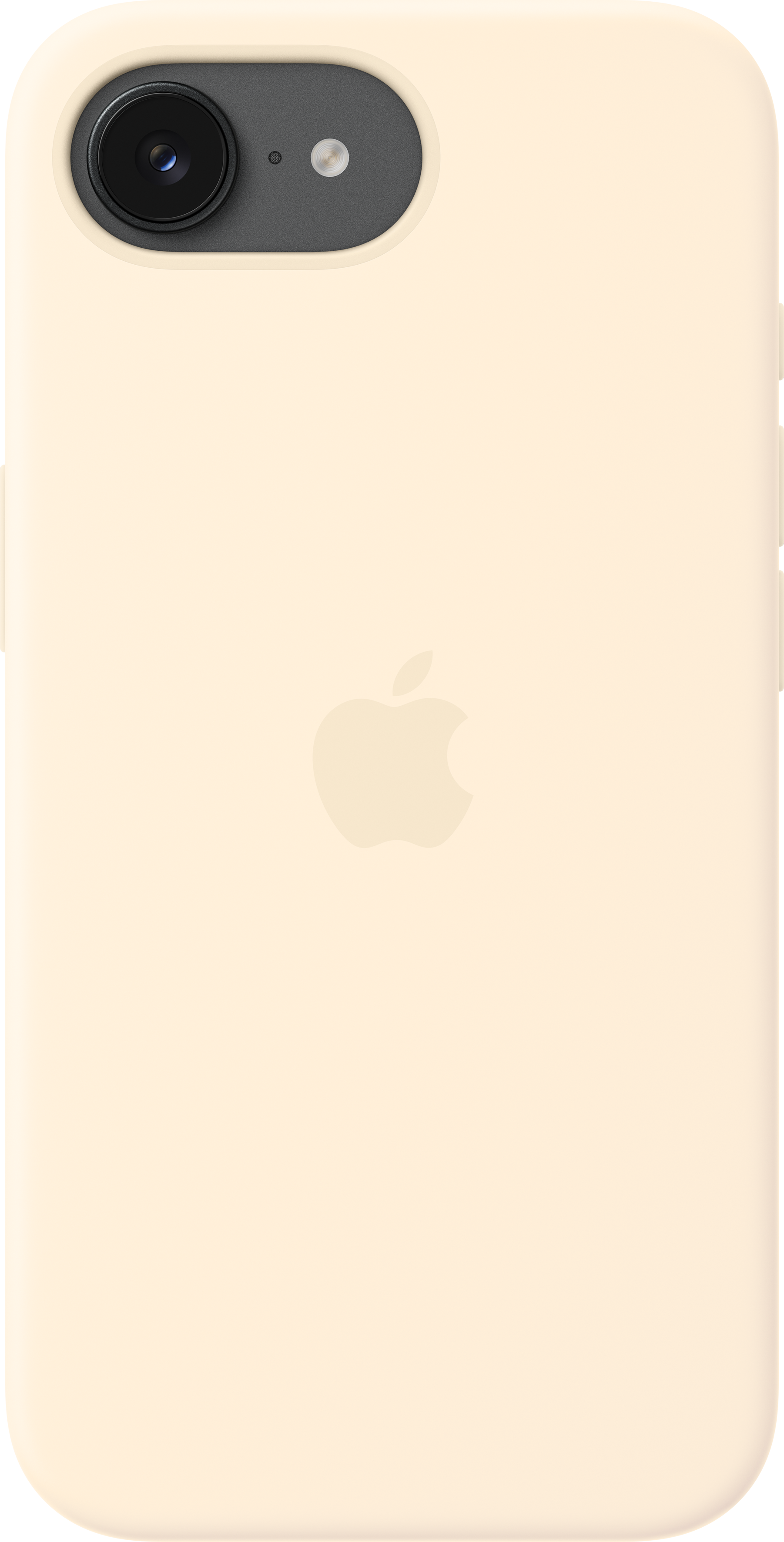 Retro di una custodia Apple iPhone 14 Pro giallo pallido con un cerchio per la fotocamera.