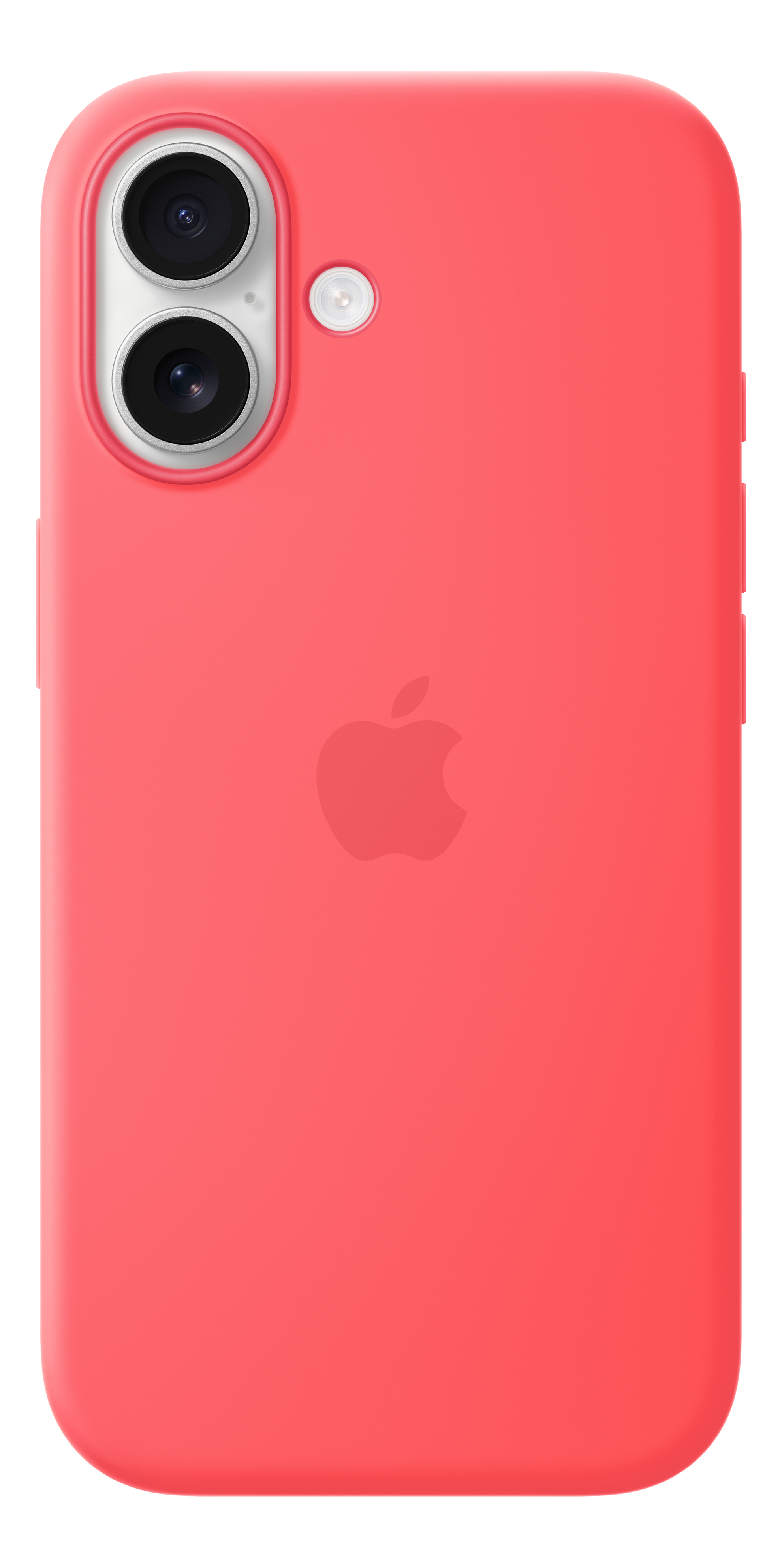 iPhone rosso con doppia lente e logo Apple.